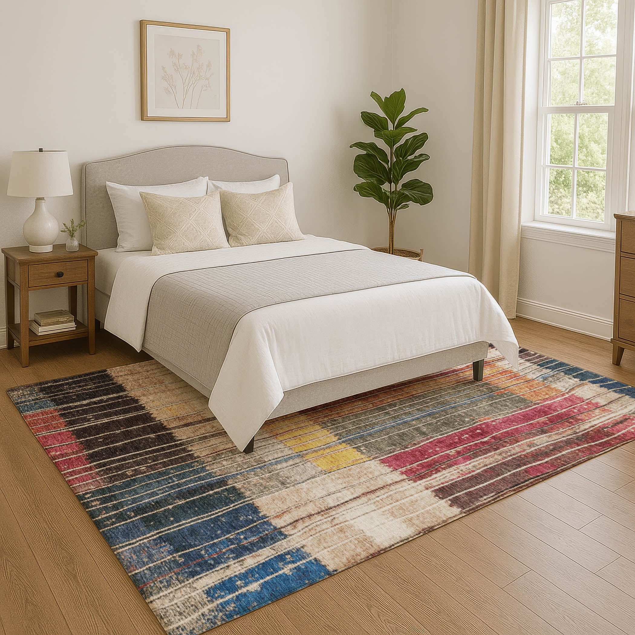 Kotor Machine Washable Transitional Beige Brown Rug 2'6" x 3'10" #shape_Rectangle