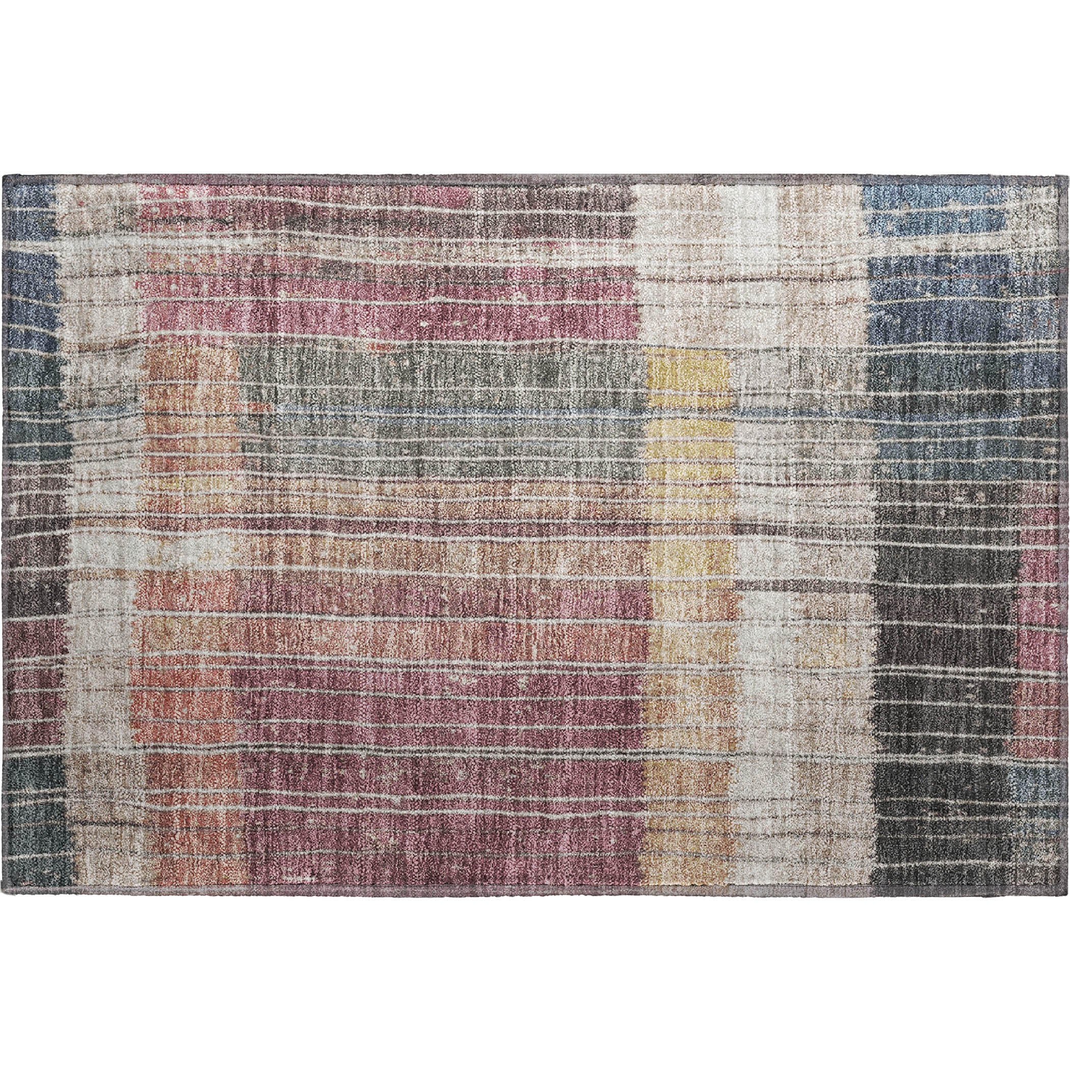 Kotor Machine Washable Transitional Mauve Pink Rug 1'8" x 2'6" #shape_Rectangle