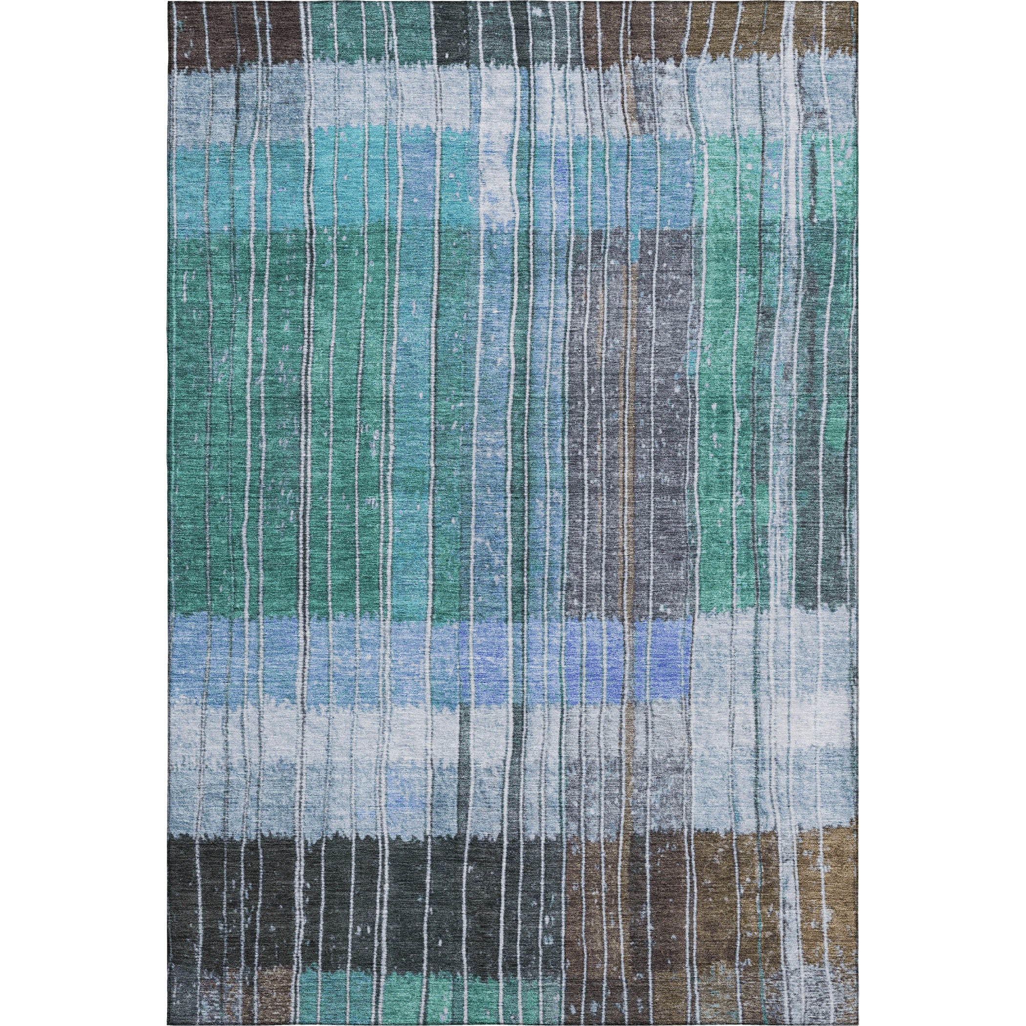 Kotor Machine Washable Transitional Teal Rug 2'6" x 3'10" #shape_Rectangle