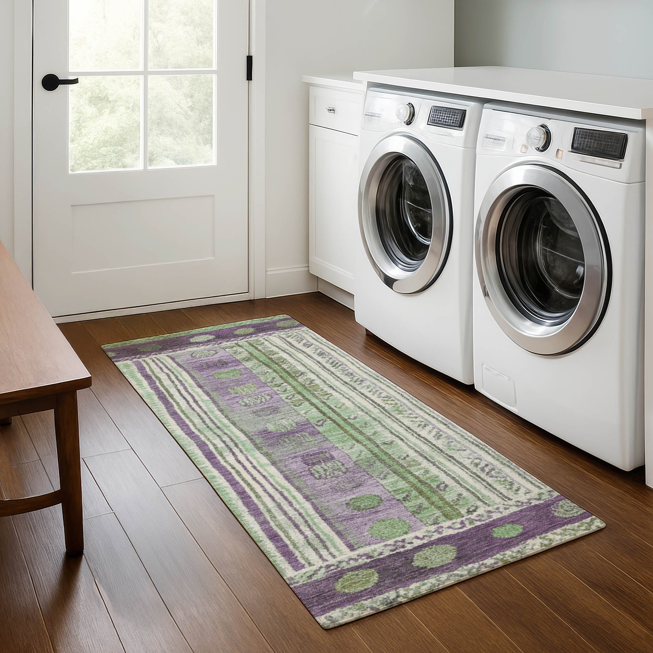 Baku Machine Washable Transitional Purple Rug 2'3" x 7'6" #shape_Runner