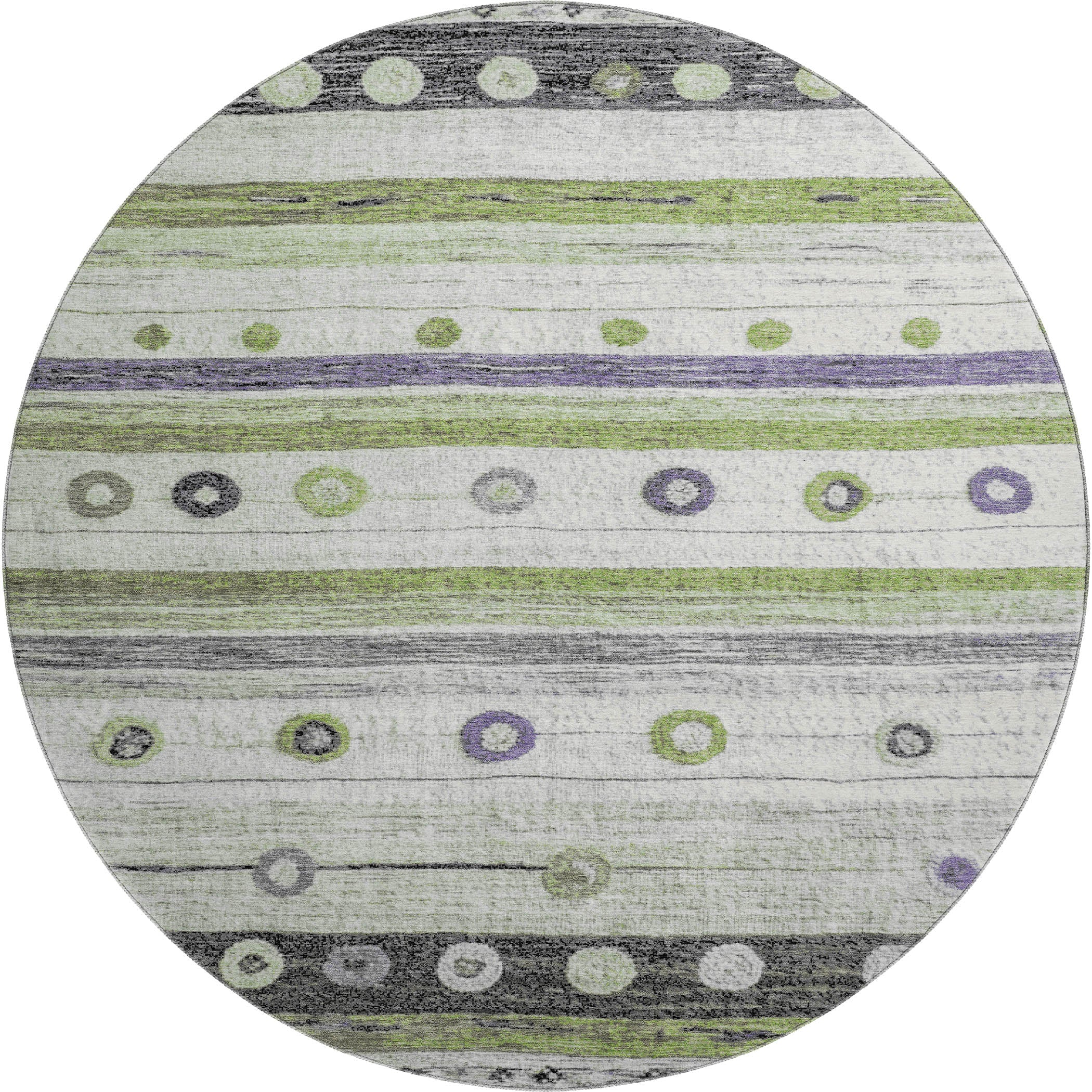 Kathmandu Machine Washable Transitional Aloe Green Rug 8' x 8' #shape_Round