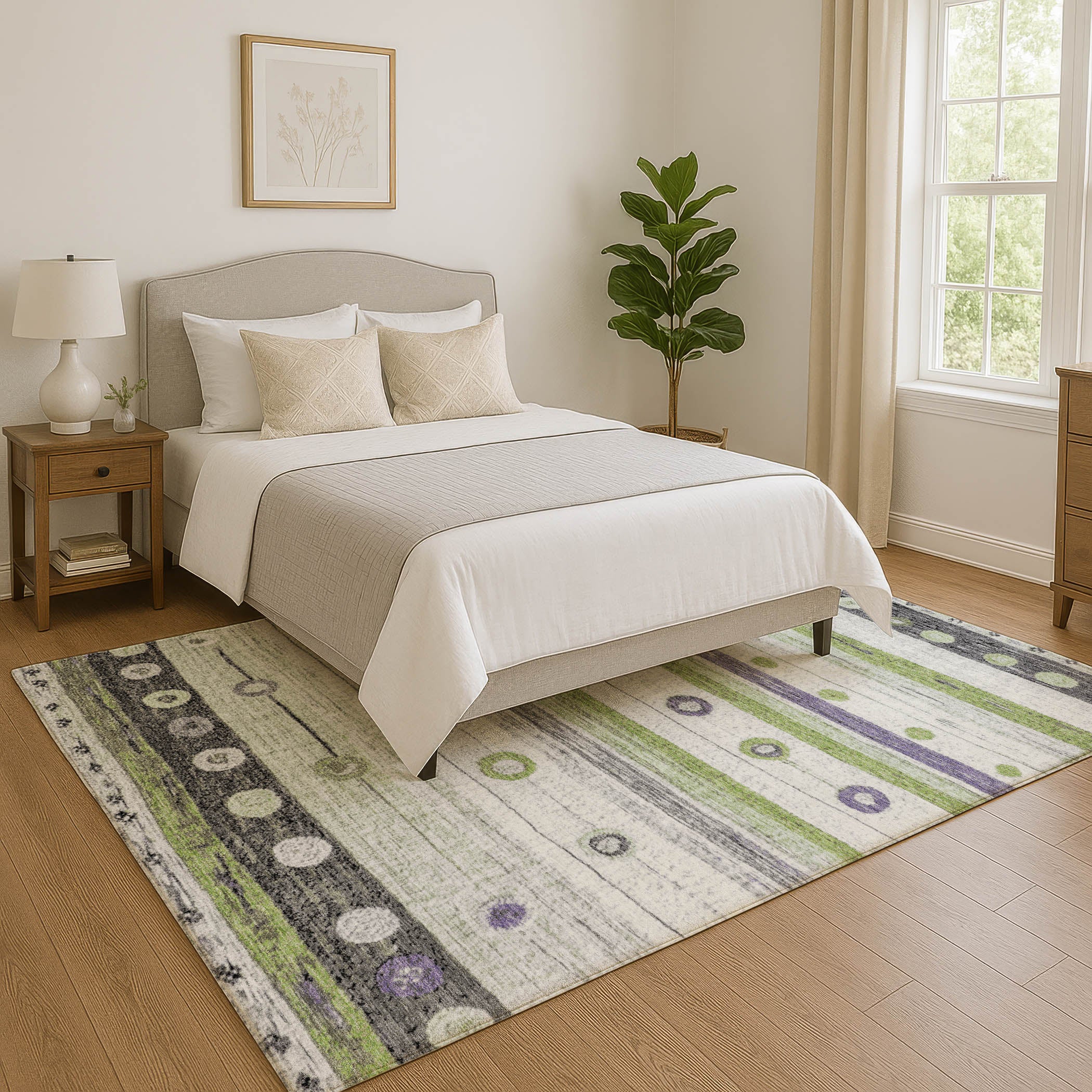 Kathmandu Machine Washable Transitional Aloe Green Rug 2'6" x 3'10" #shape_Rectangle