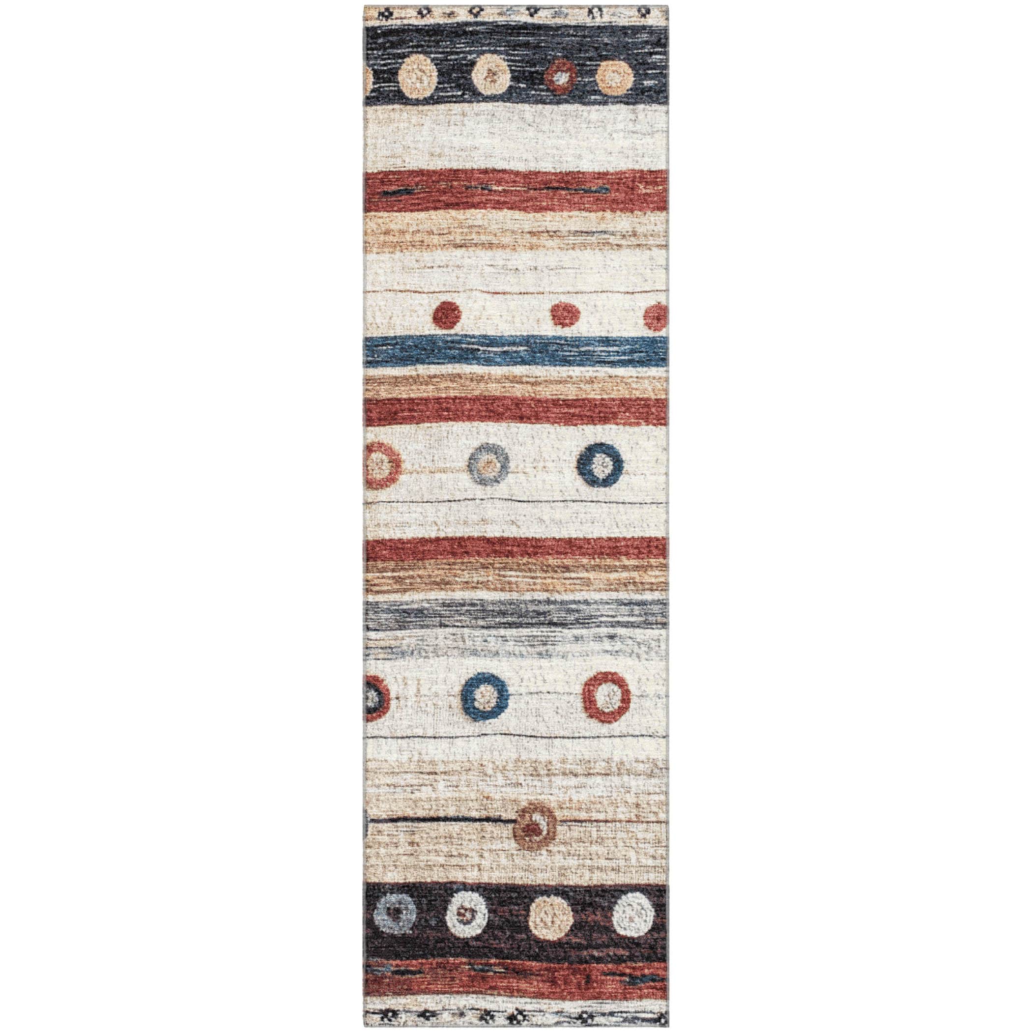 Kathmandu Machine Washable Transitional Beige Brown Rug 2'3" x 7'6" #shape_Runner