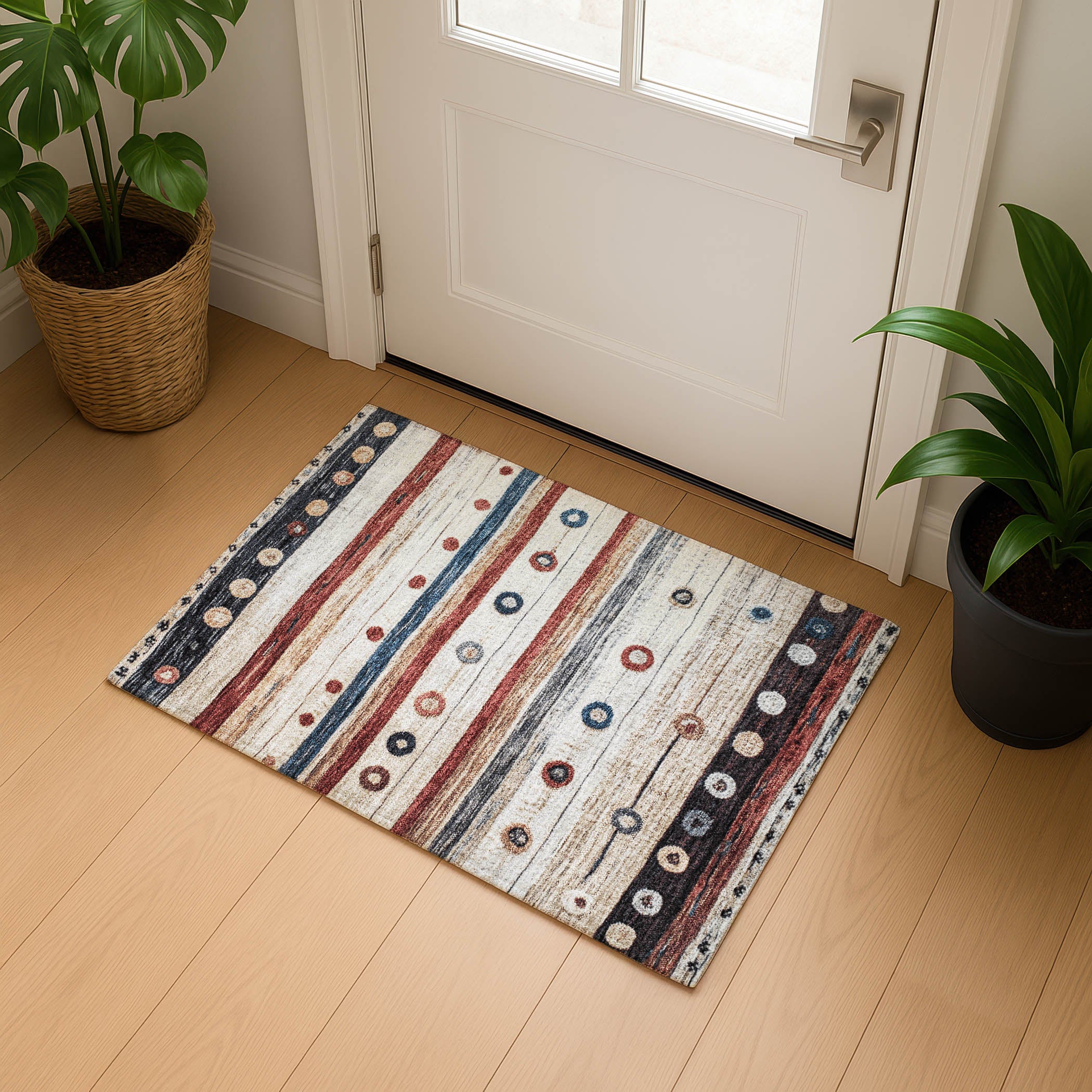 Kathmandu Machine Washable Transitional Beige Brown Rug 1'8" x 2'6" #shape_Rectangle
