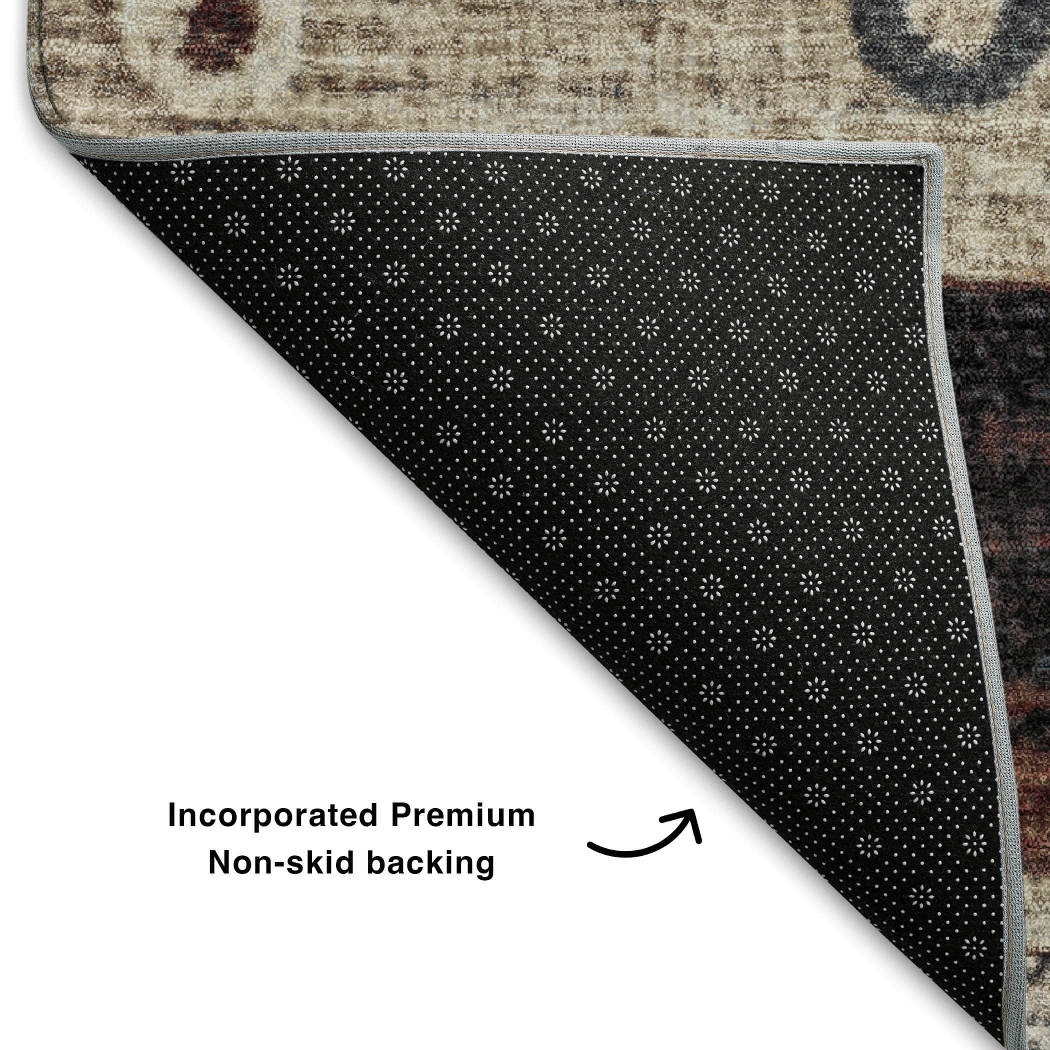 Kathmandu Machine Washable Transitional Beige Brown Rug 1'8" x 2'6" #shape_Rectangle