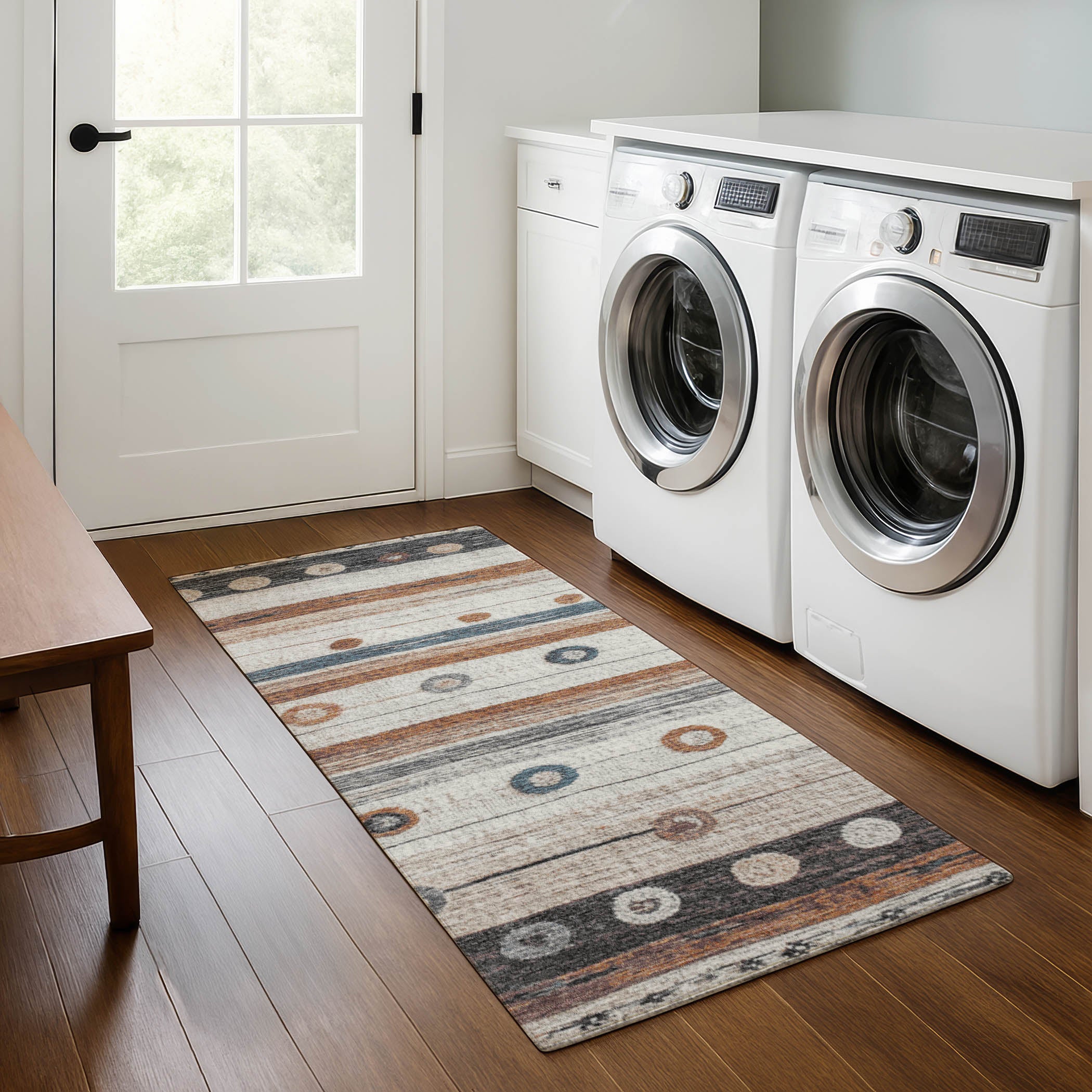 Kathmandu Machine Washable Transitional Copper Orange Rug 2'3" x 7'6" #shape_Runner