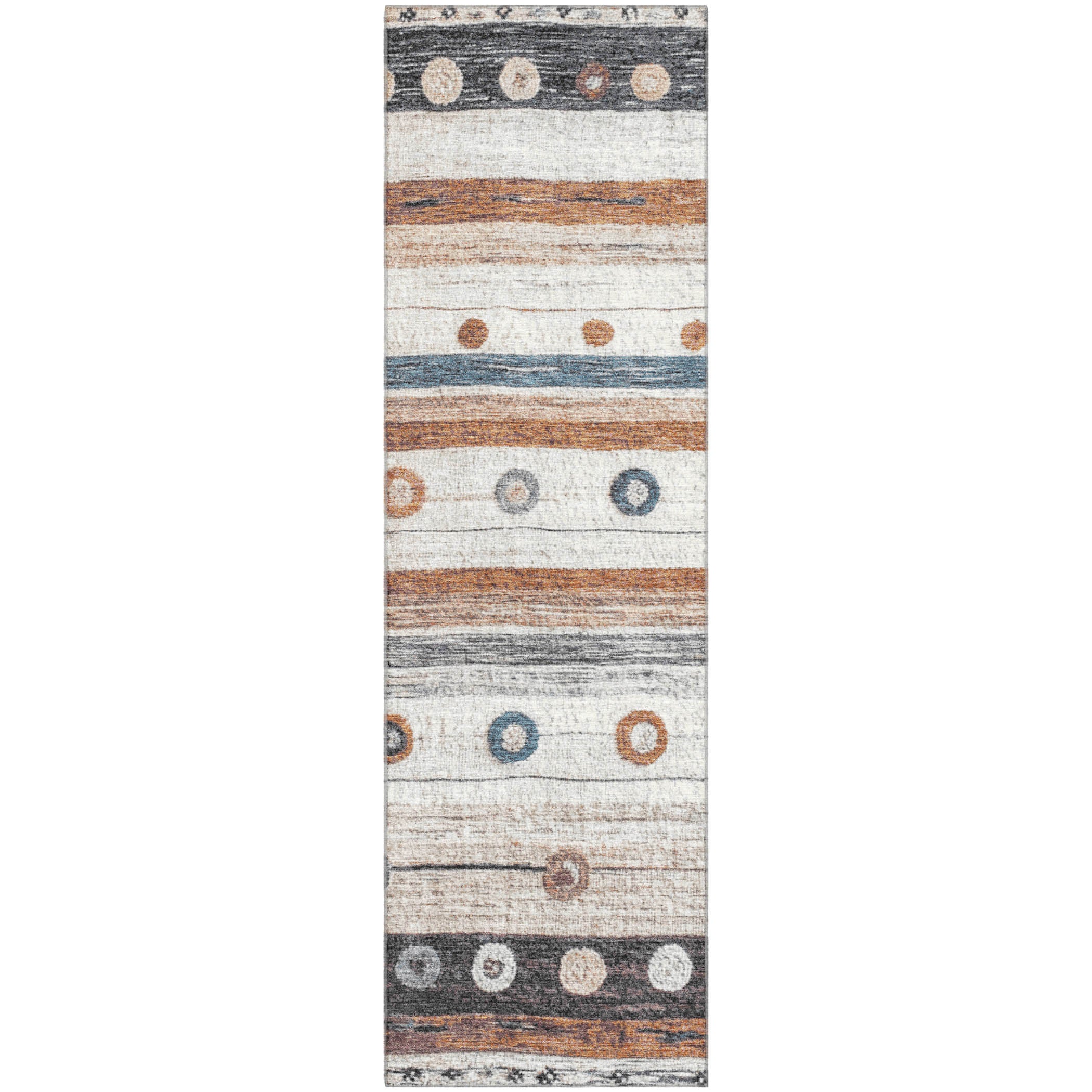 Kathmandu Machine Washable Transitional Copper Orange Rug 2'3" x 7'6" #shape_Runner