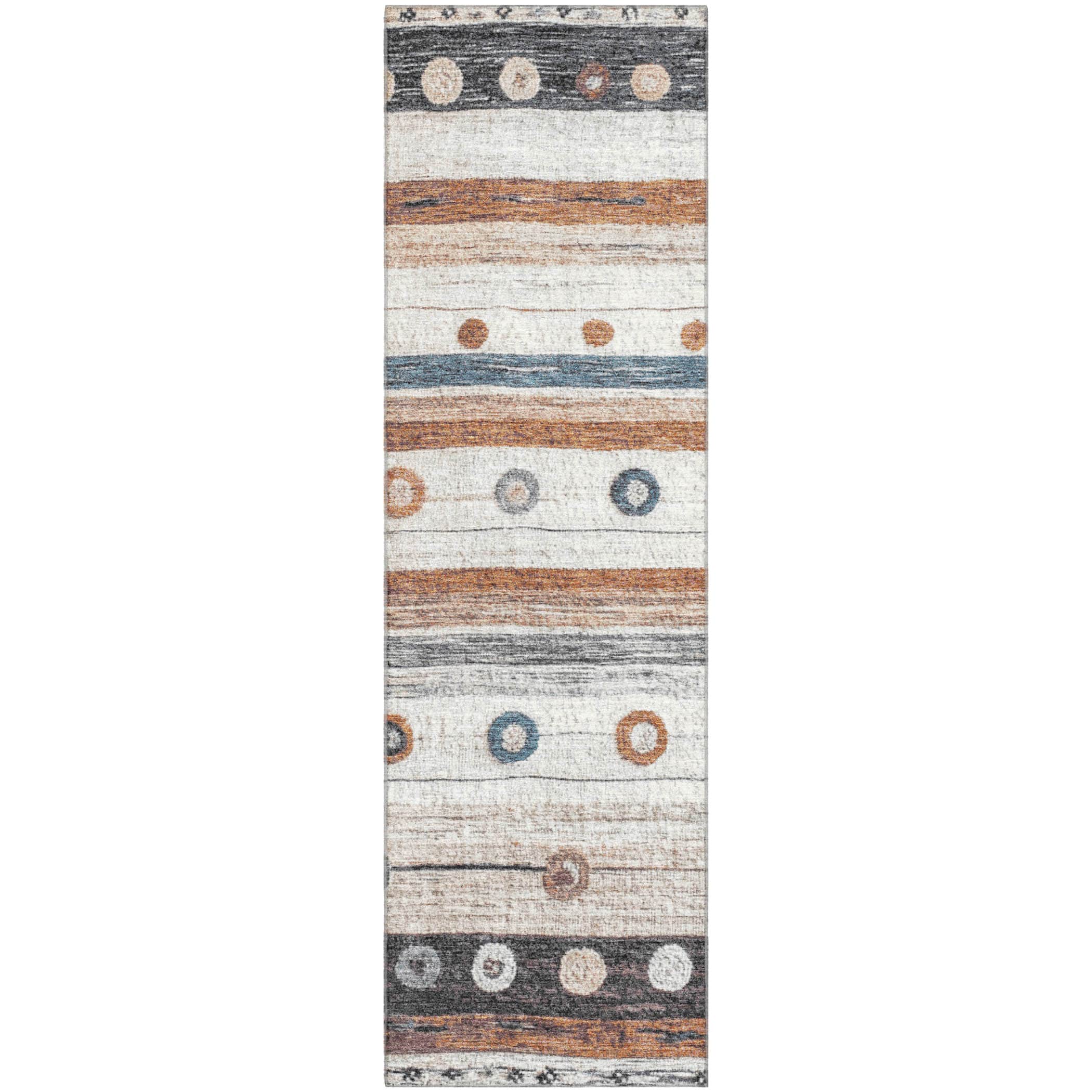 Kathmandu Machine Washable Transitional Copper Orange Rug 2'3" x 7'6" #shape_Runner
