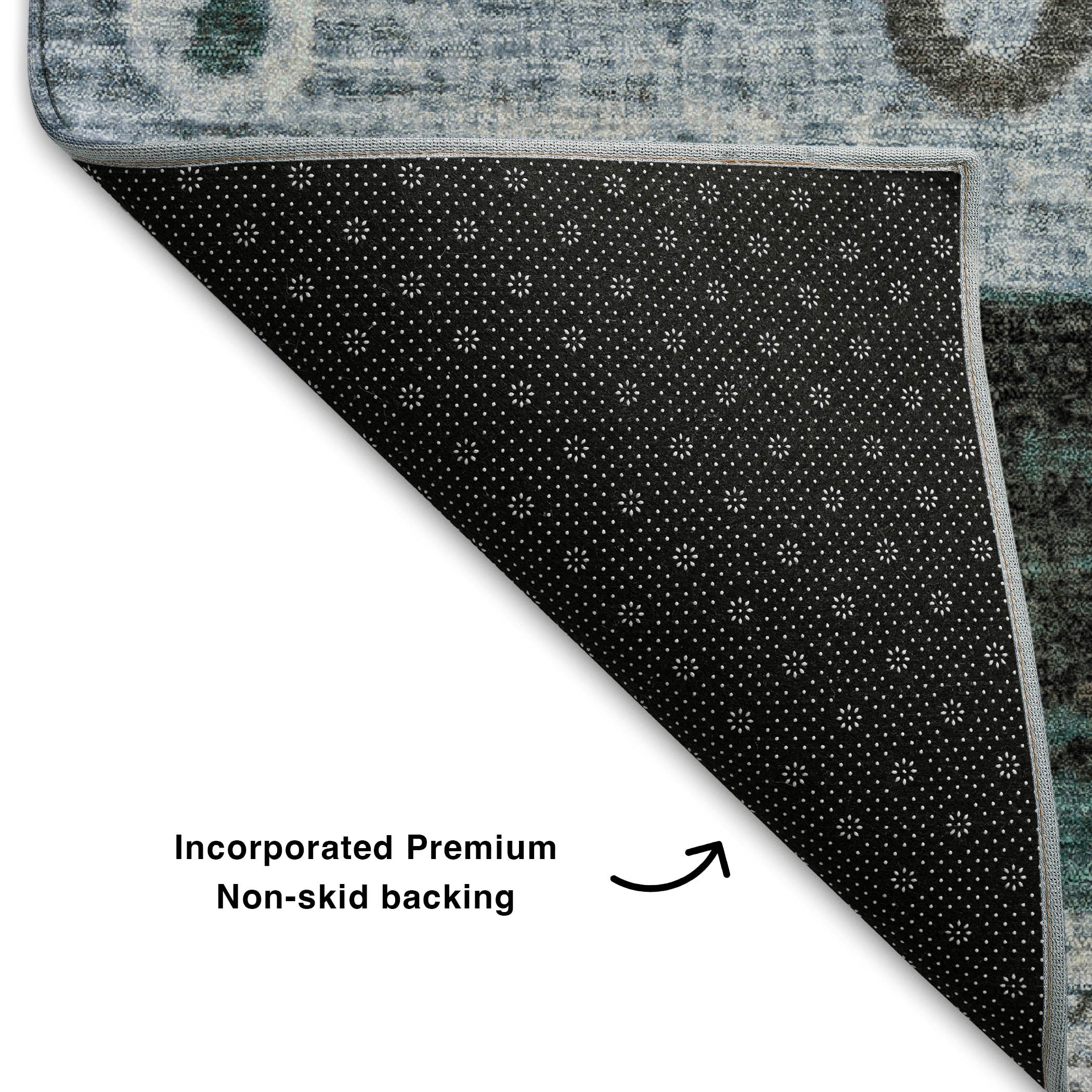 Kathmandu Machine Washable Transitional Teal Rug 1'8" x 2'6" #shape_Rectangle