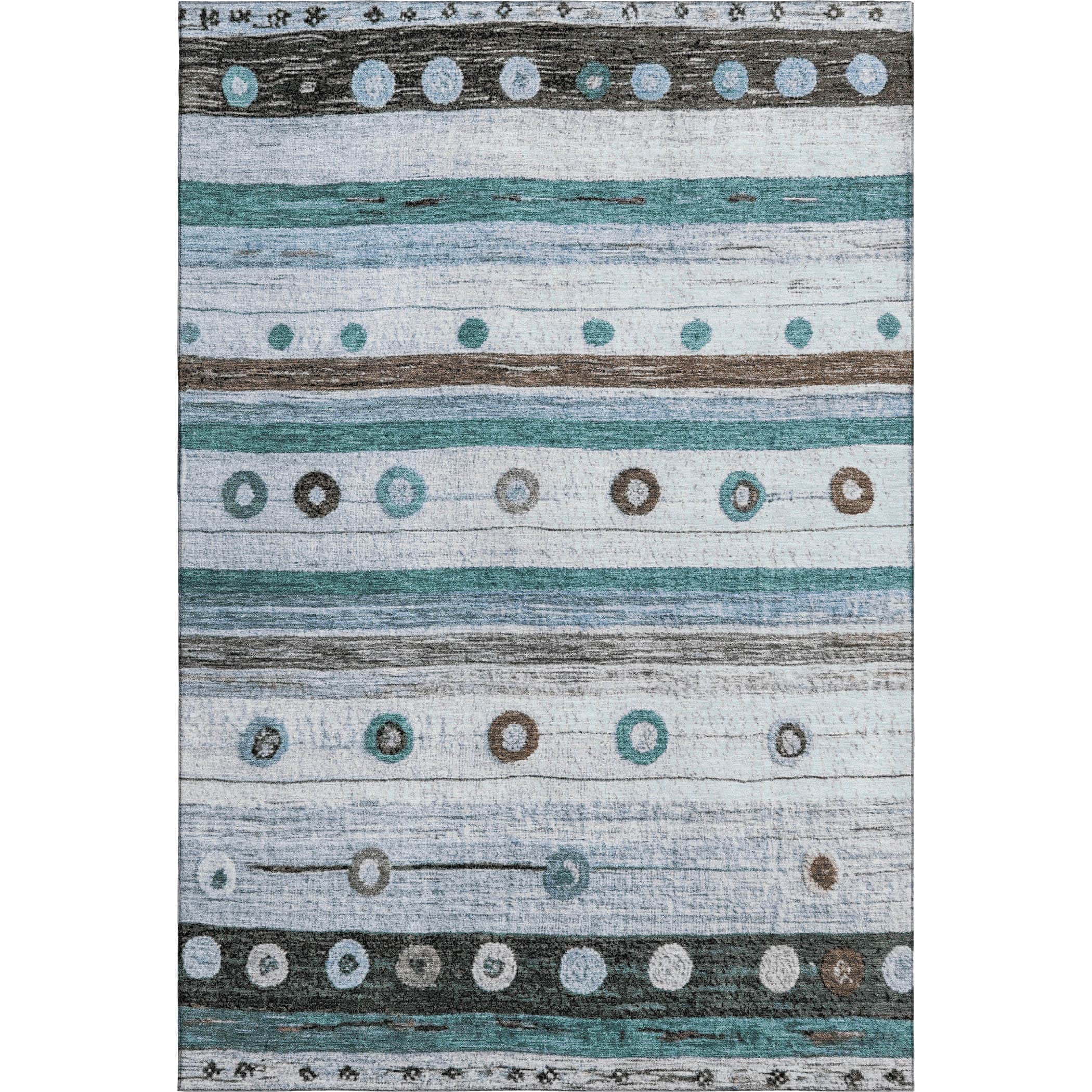 Kathmandu Machine Washable Transitional Teal Rug 2'6" x 3'10" #shape_Rectangle