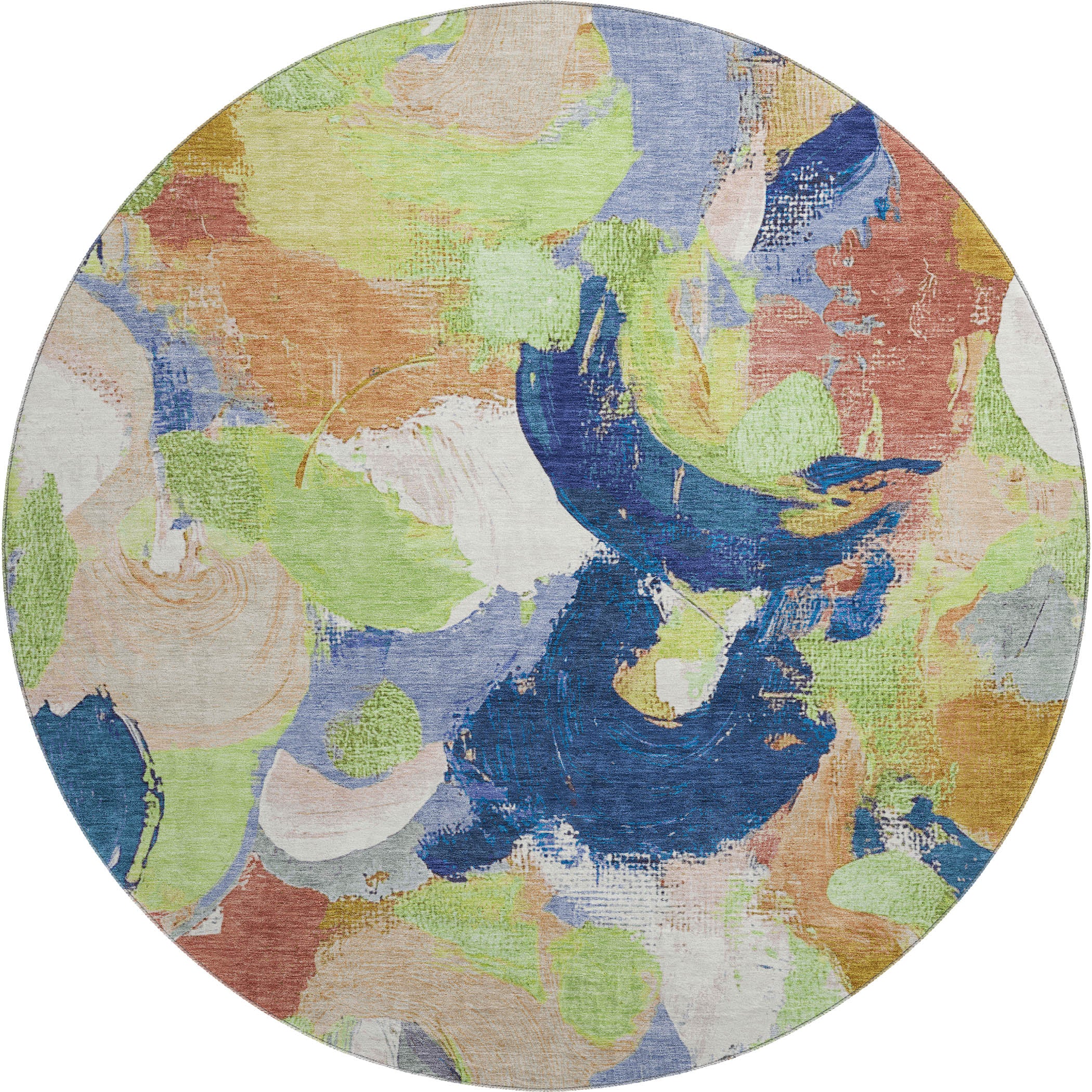 Tallinn Machine Washable Transitional Aloe Green Rug 8' x 8' #shape_Round