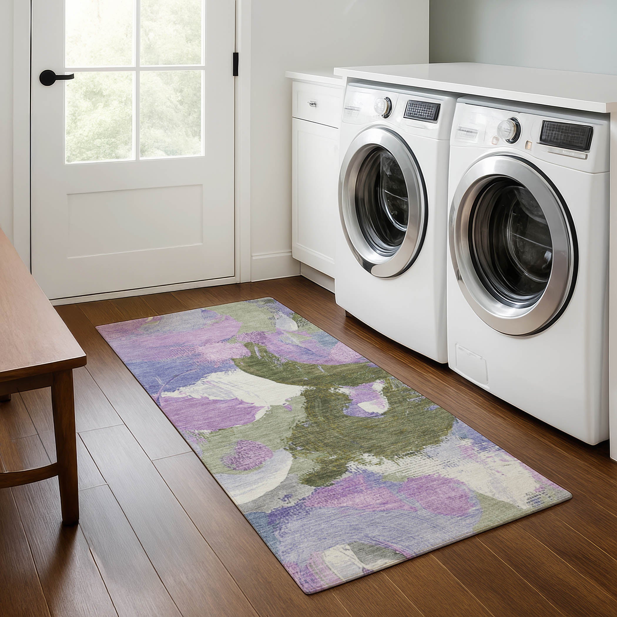 Tallinn Machine Washable Transitional Lavender Purple Rug 2'3" x 7'6" #shape_Runner