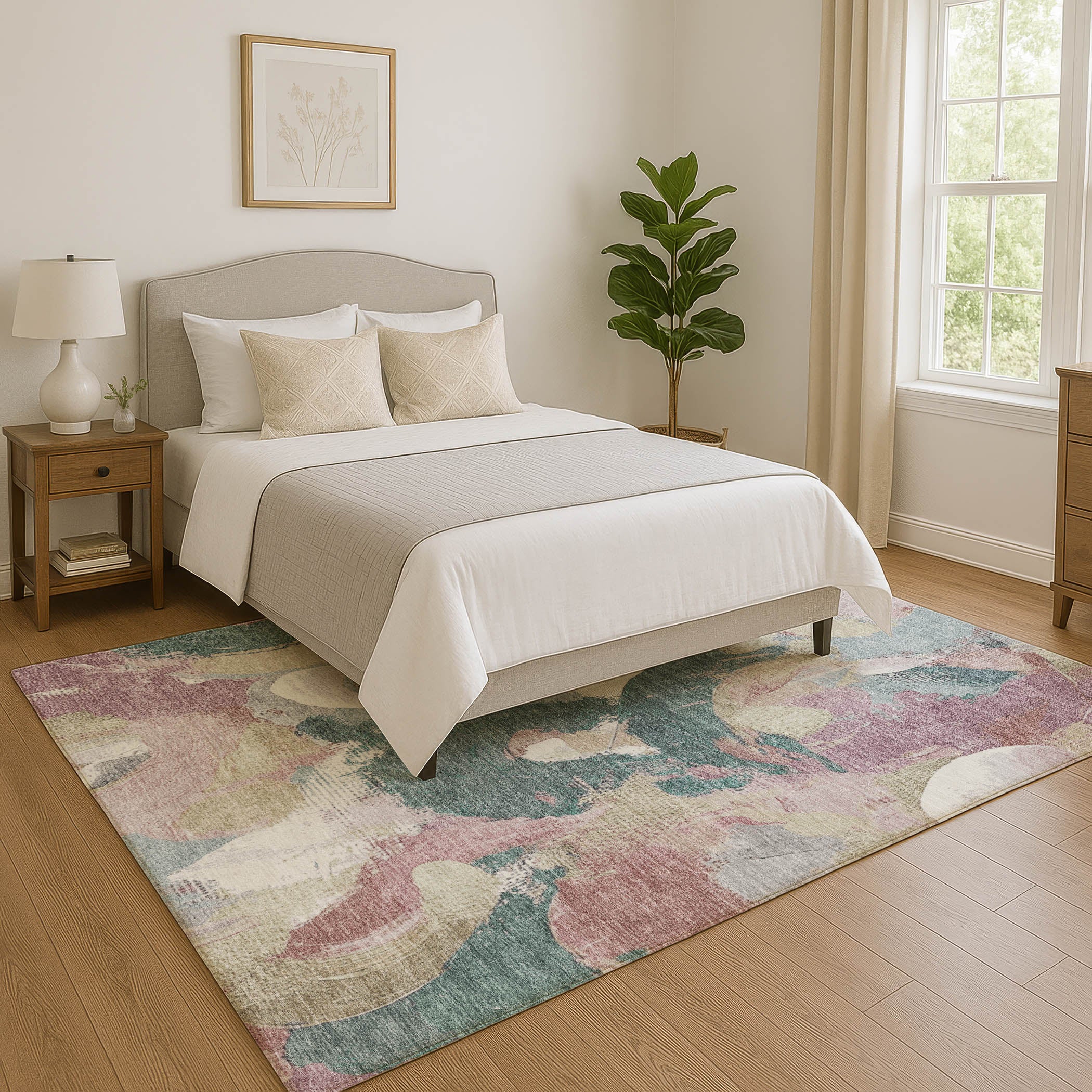 Tallinn Machine Washable Transitional Mauve Pink Rug 2'6" x 3'10" #shape_Rectangle