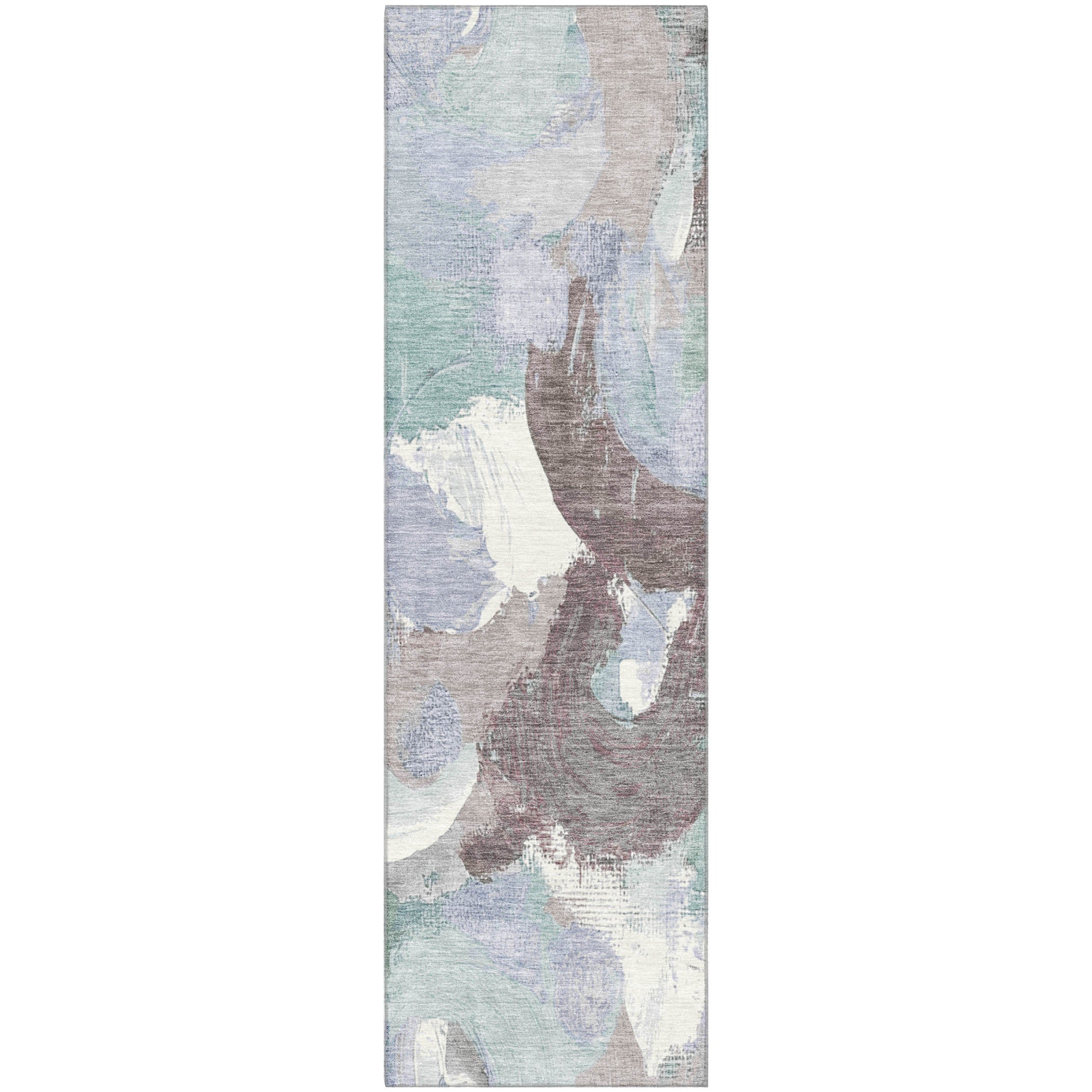 Tallinn Machine Washable Transitional Seafoam Blue Rug 2'3" x 7'6" #shape_Runner