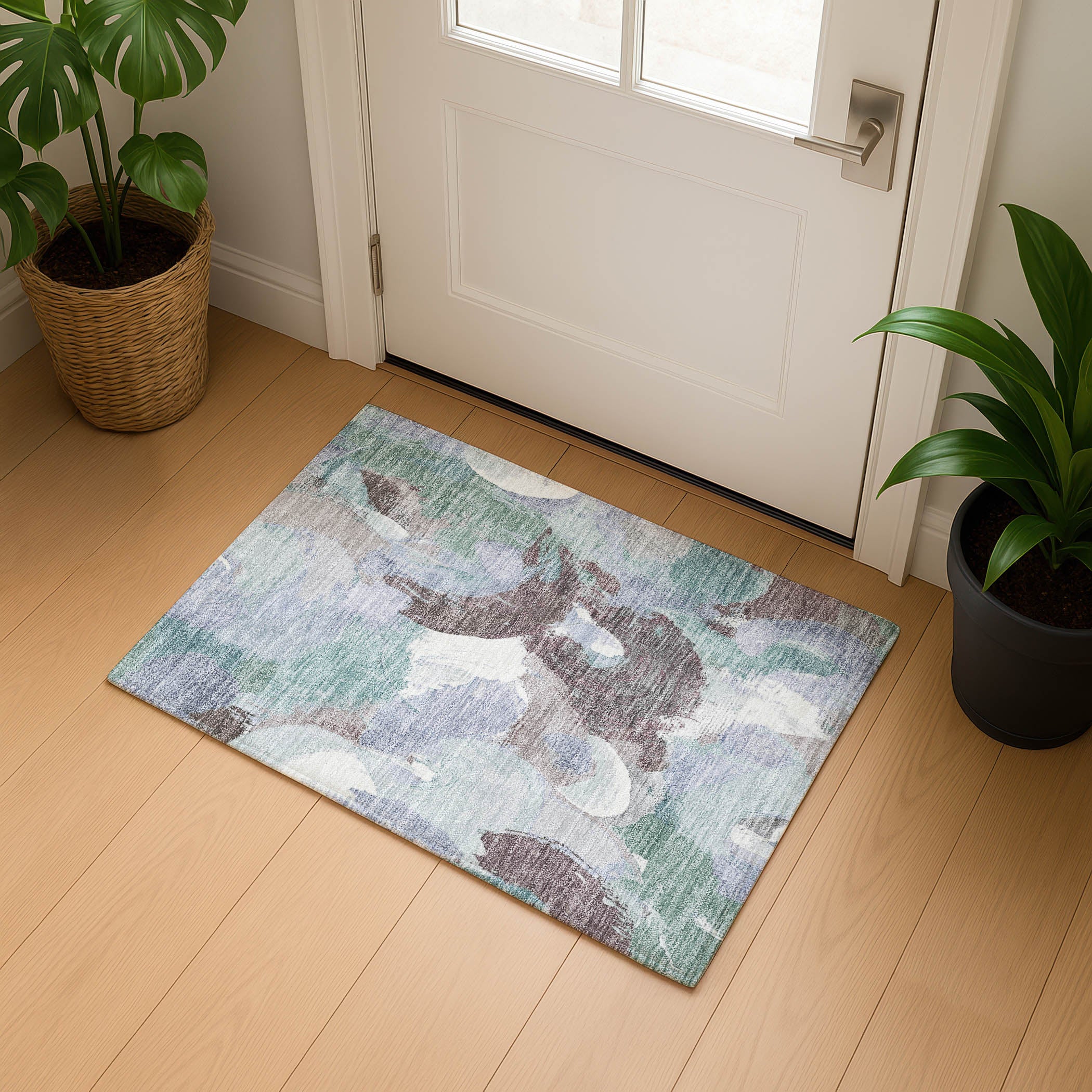 Tallinn Machine Washable Transitional Seafoam Blue Rug 1'8" x 2'6" #shape_Rectangle