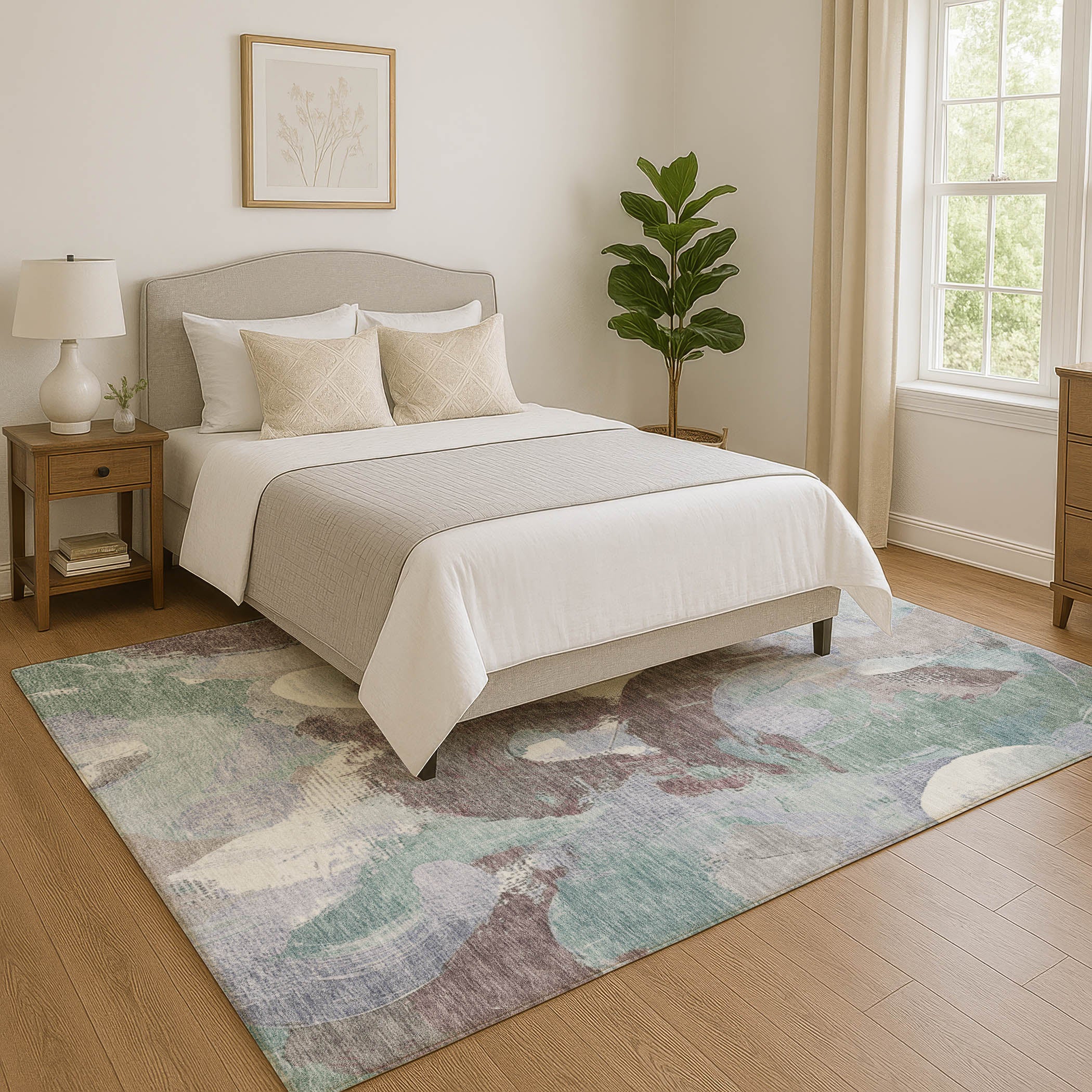 Tallinn Machine Washable Transitional Seafoam Blue Rug 2'6" x 3'10" #shape_Rectangle