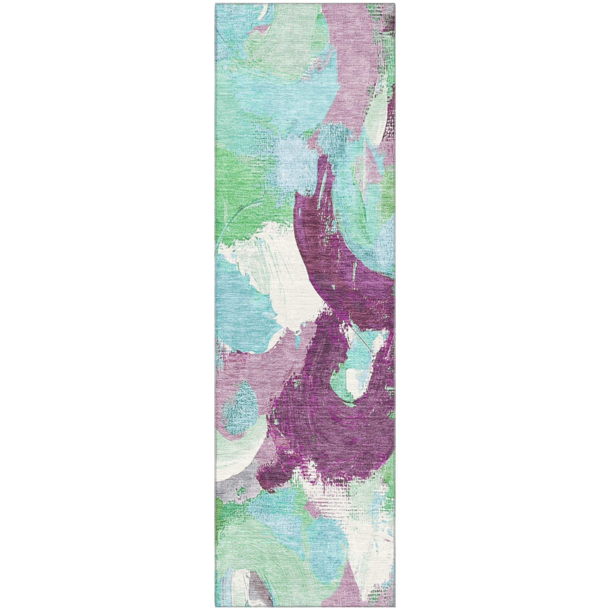 Tallinn Machine Washable Transitional Teal Rug 2'3" x 7'6" #shape_Runner