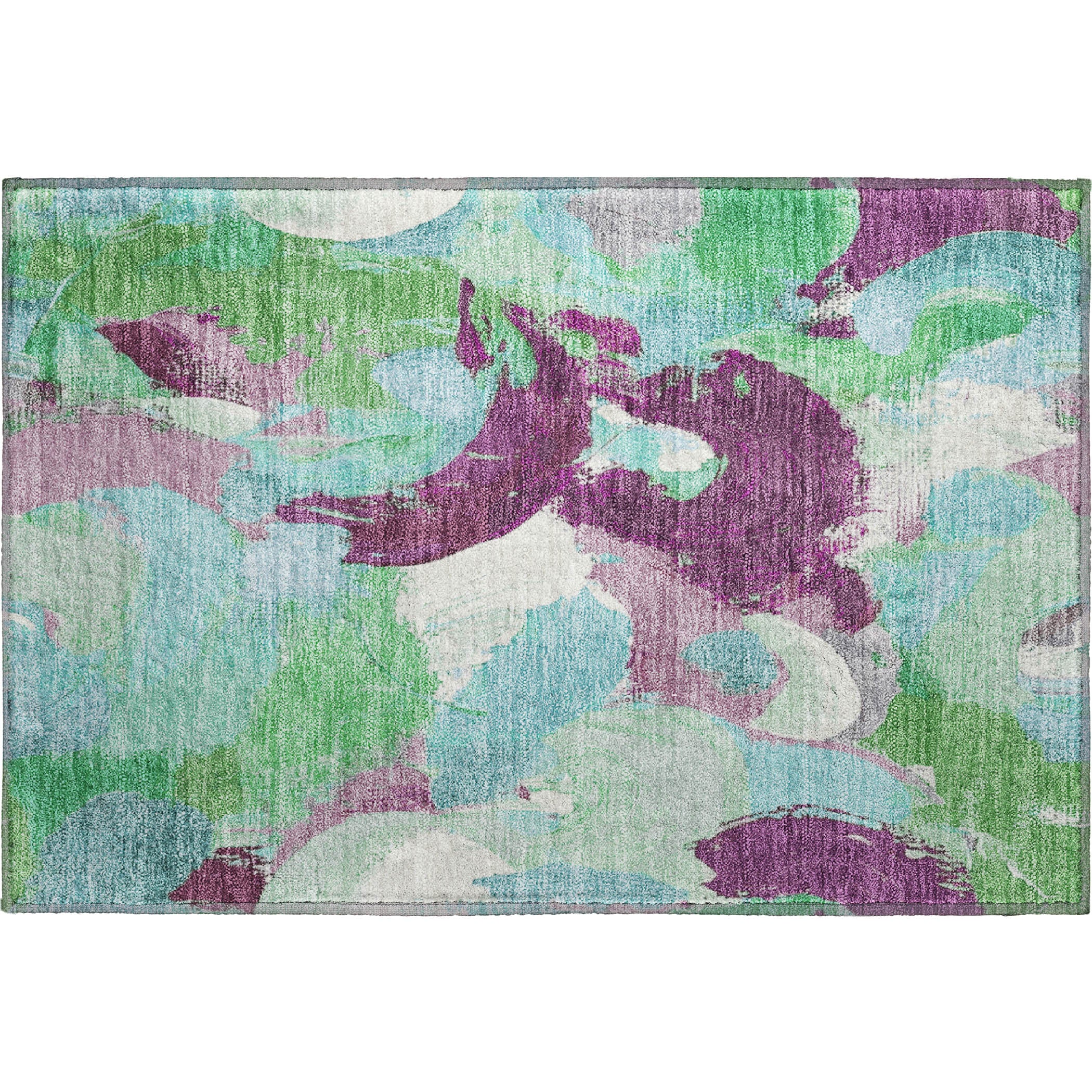Tallinn Machine Washable Transitional Teal Rug 1'8" x 2'6" #shape_Rectangle