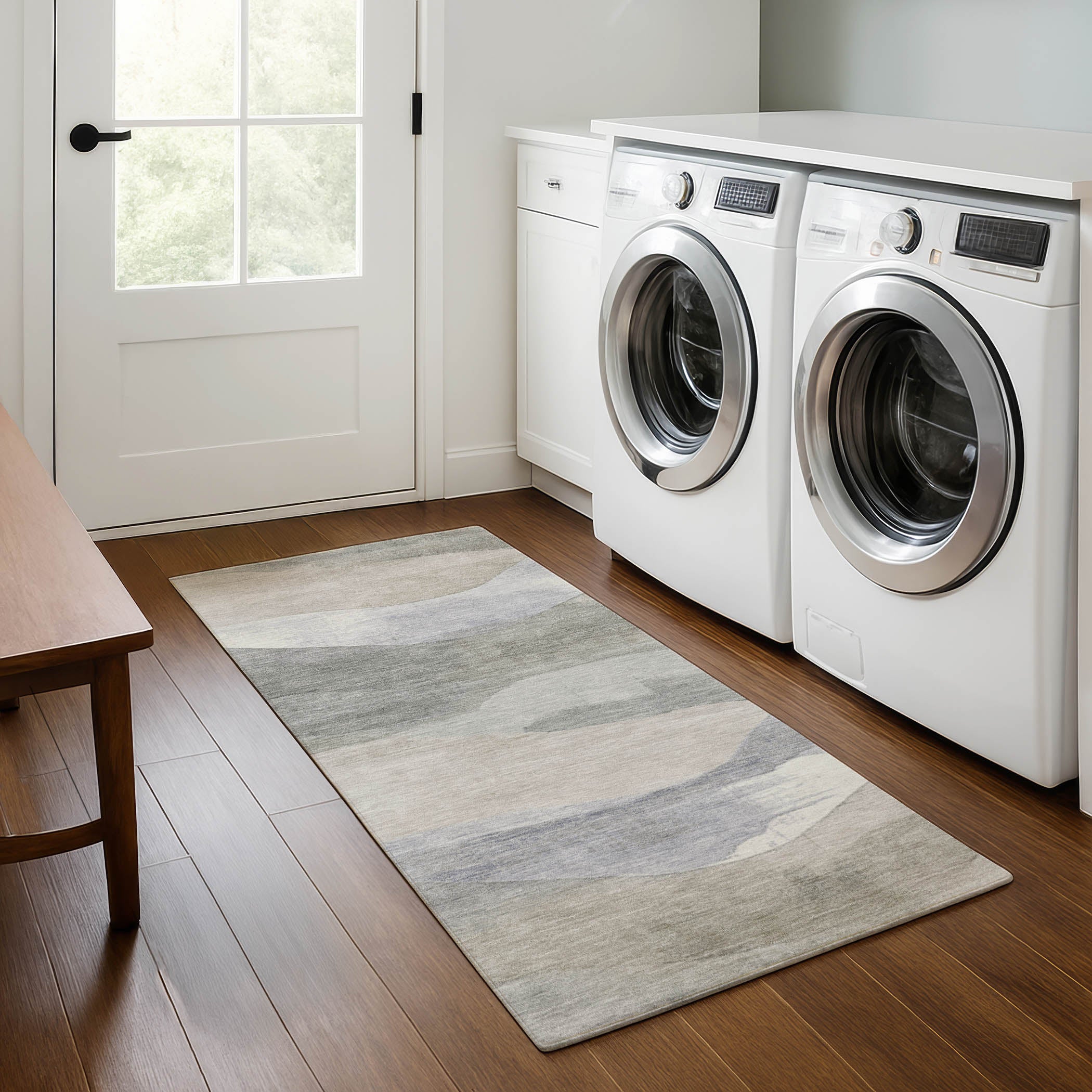 Lucerne Machine Washable Transitional Beige Brown Rug 2'3" x 7'6" #shape_Runner
