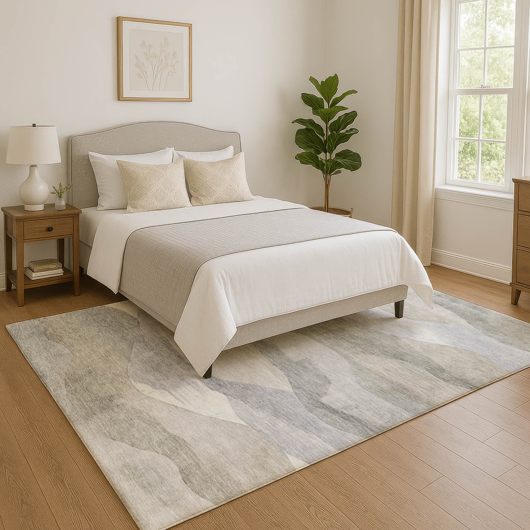 Lucerne Machine Washable Transitional Beige Brown Rug 2'6" x 3'10" #shape_Rectangle