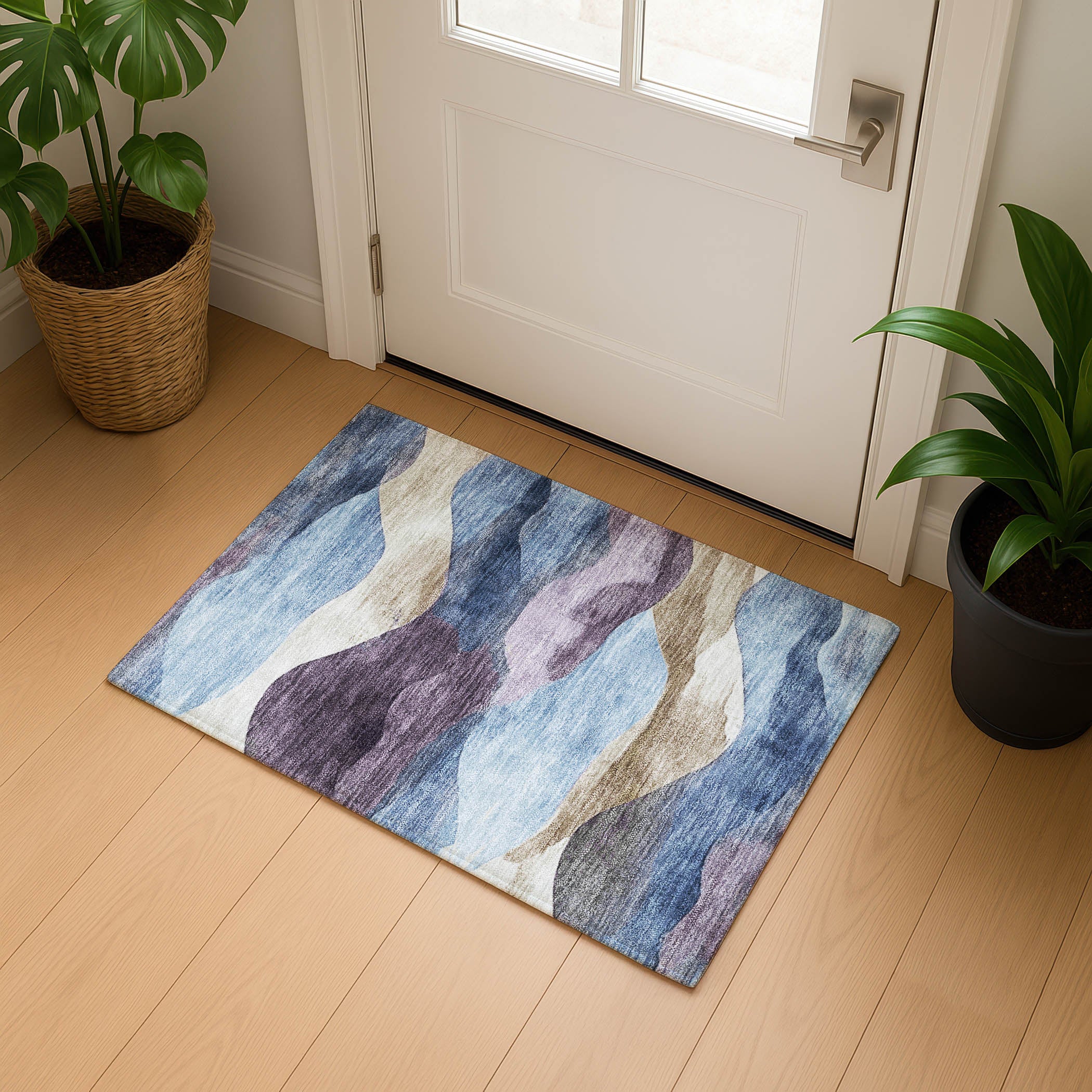Lucerne Machine Washable Transitional Denim Blue Rug 1'8" x 2'6" #shape_Rectangle