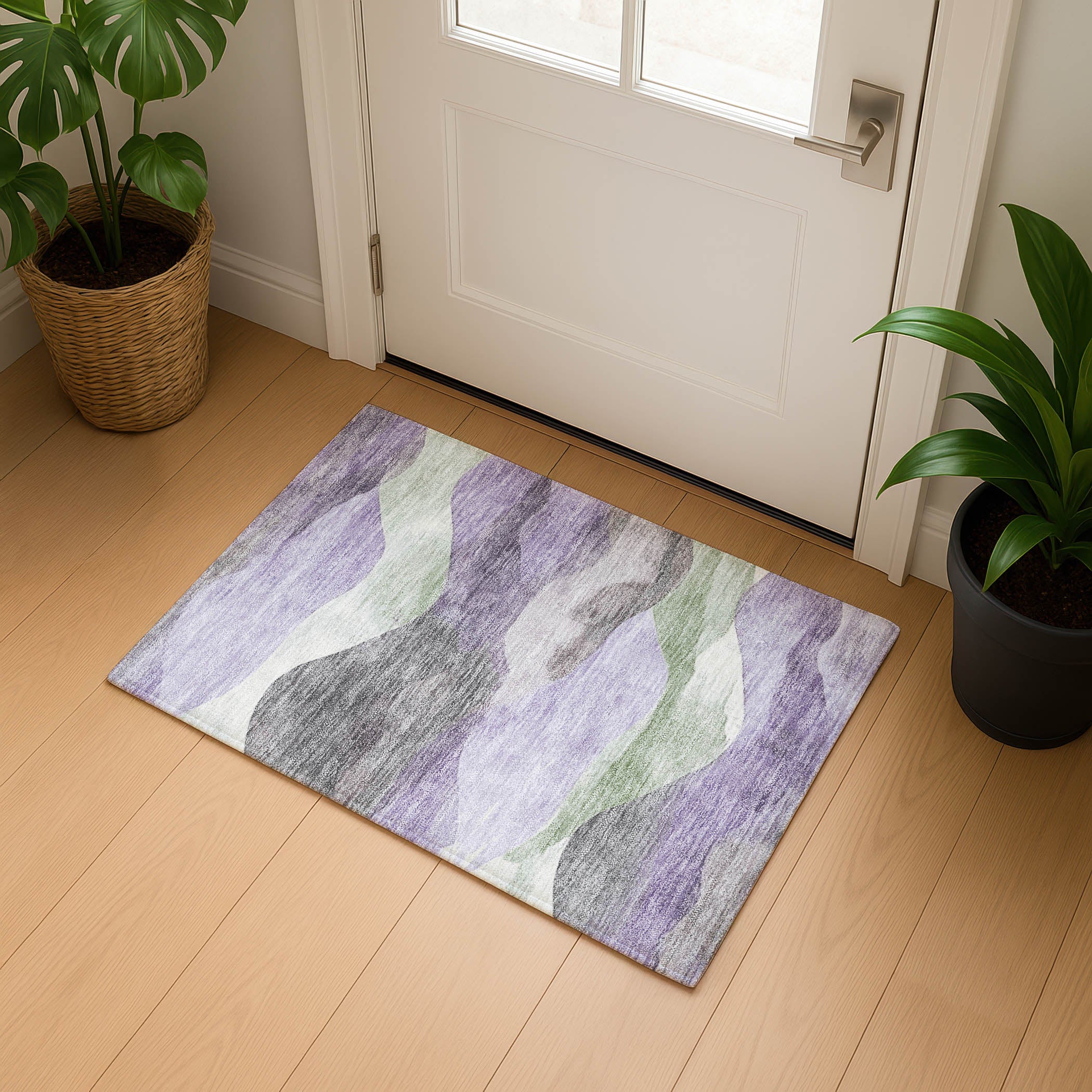 Lucerne Machine Washable Transitional Purple Rug 1'8" x 2'6" #shape_Rectangle