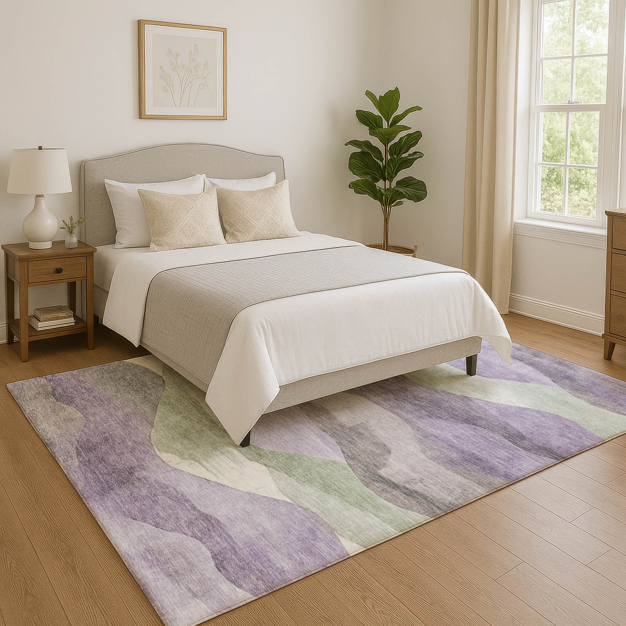Lucerne Machine Washable Transitional Purple Rug 2'6" x 3'10" #shape_Rectangle