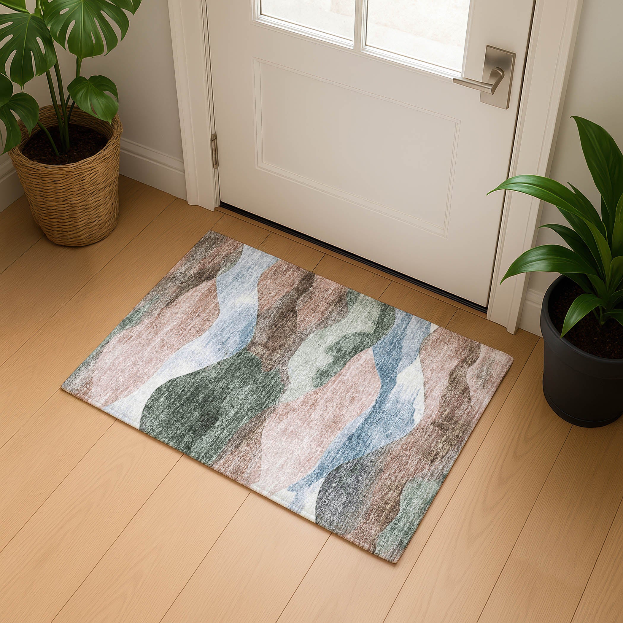 Lucerne Machine Washable Transitional Salmon Orange Rug 1'8" x 2'6" #shape_Rectangle