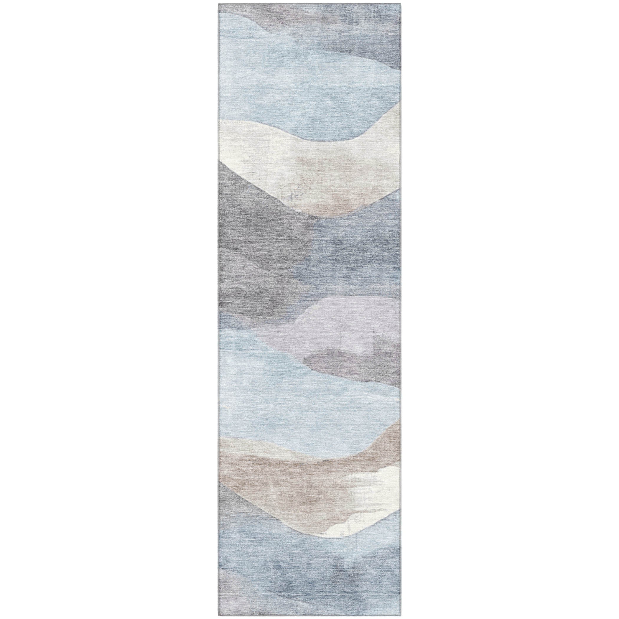 Lucerne Machine Washable Transitional Sky Blue Rug 2'3" x 7'6" #shape_Runner