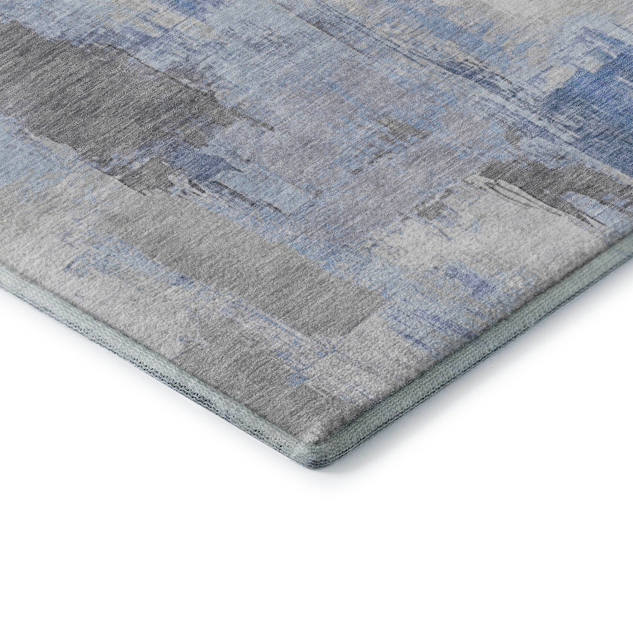 Kathmandu Machine Washable Transitional Denim Blue Rug 1'8" x 2'6" #shape_Rectangle
