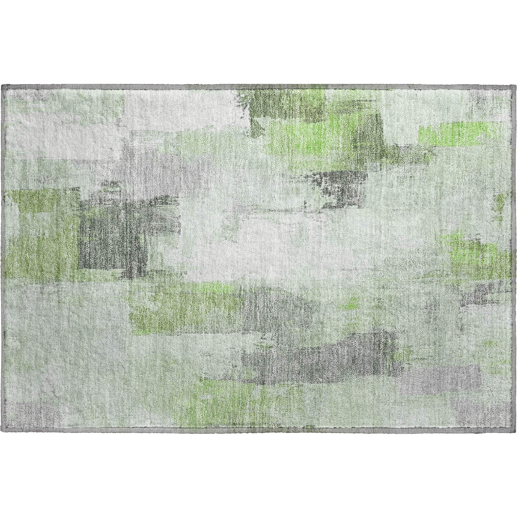 Kathmandu Machine Washable Transitional Green Rug 1'8" x 2'6" #shape_Rectangle