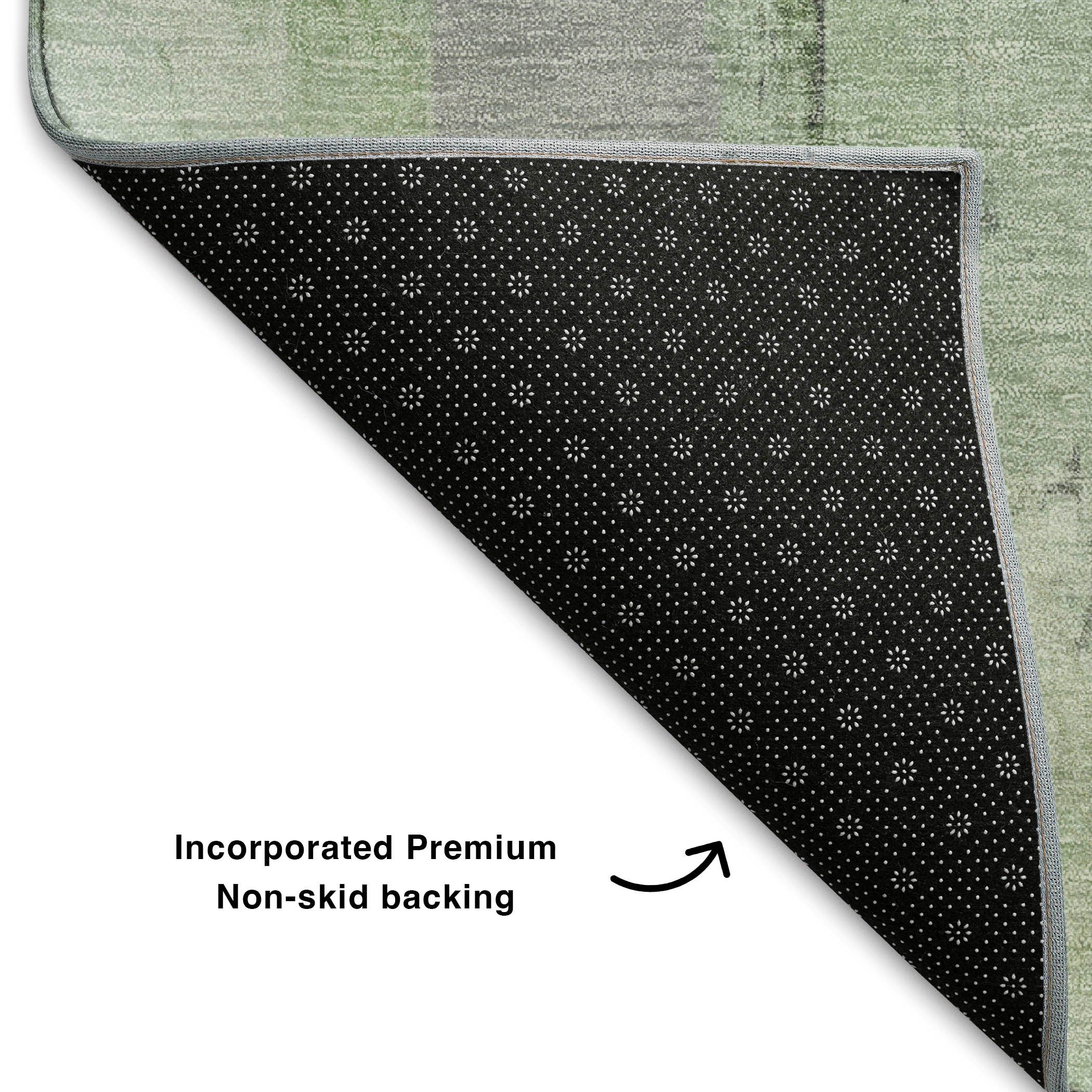 Kathmandu Machine Washable Transitional Green Rug 1'8" x 2'6" #shape_Rectangle