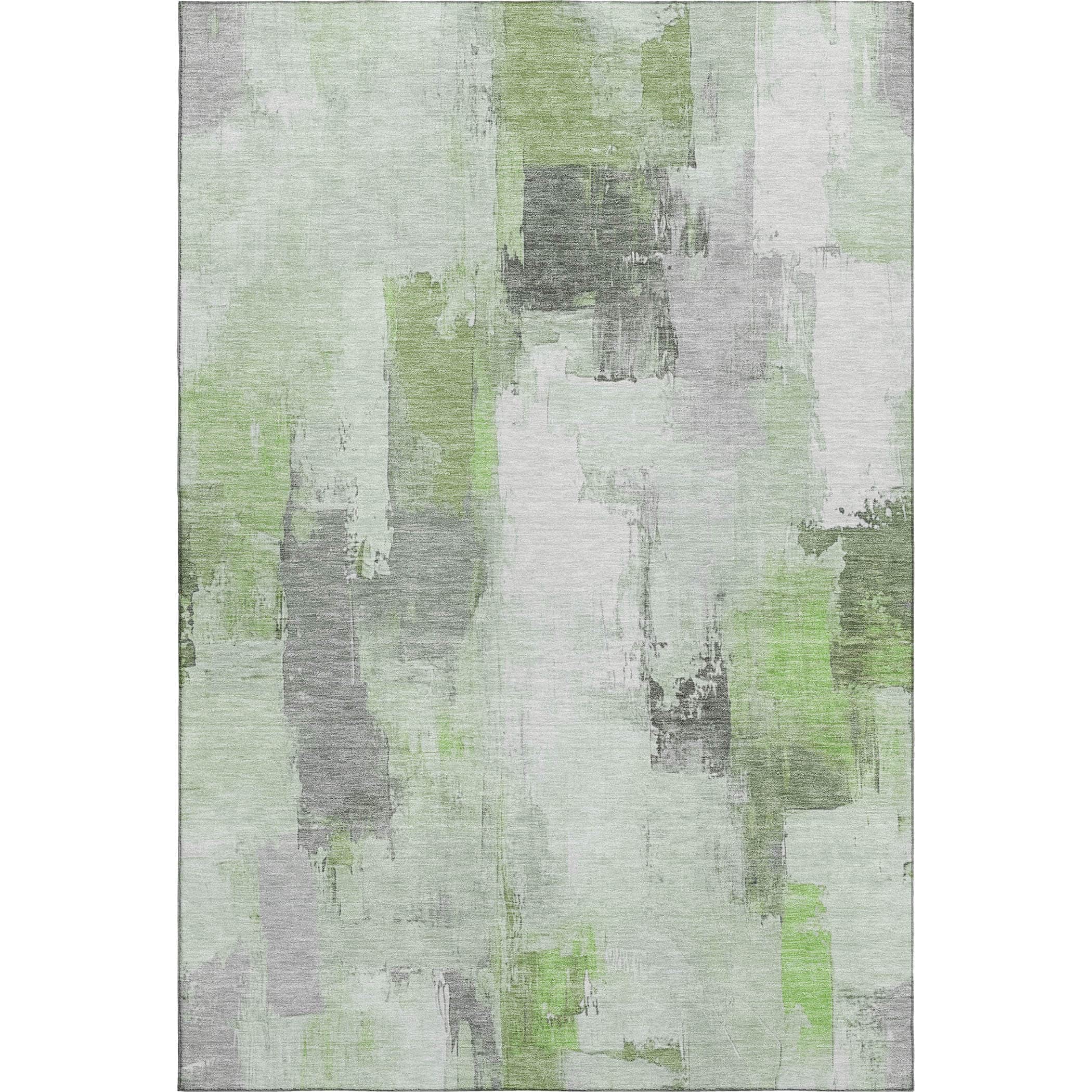 Kathmandu Machine Washable Transitional Green Rug 2'6" x 3'10" #shape_Rectangle