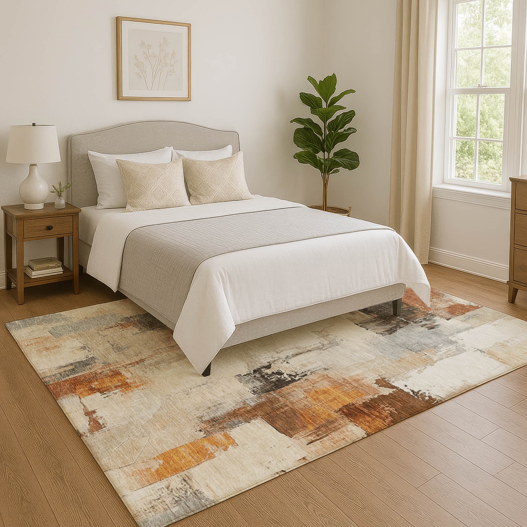 Kathmandu Machine Washable Transitional Ivory Rug 2'6" x 3'10" #shape_Rectangle