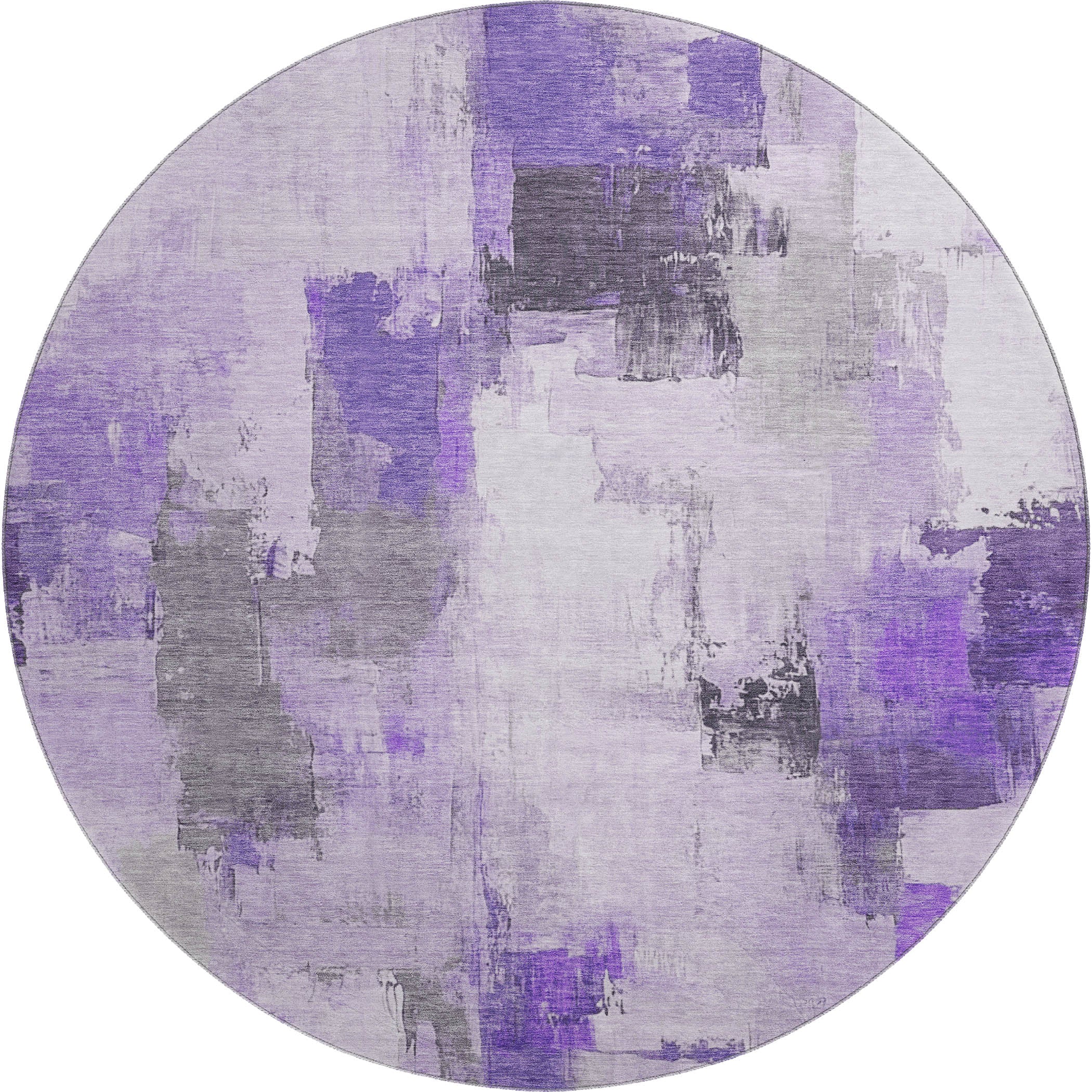 Kathmandu Machine Washable Transitional Lavender Purple Rug 8' x 8' #shape_Round