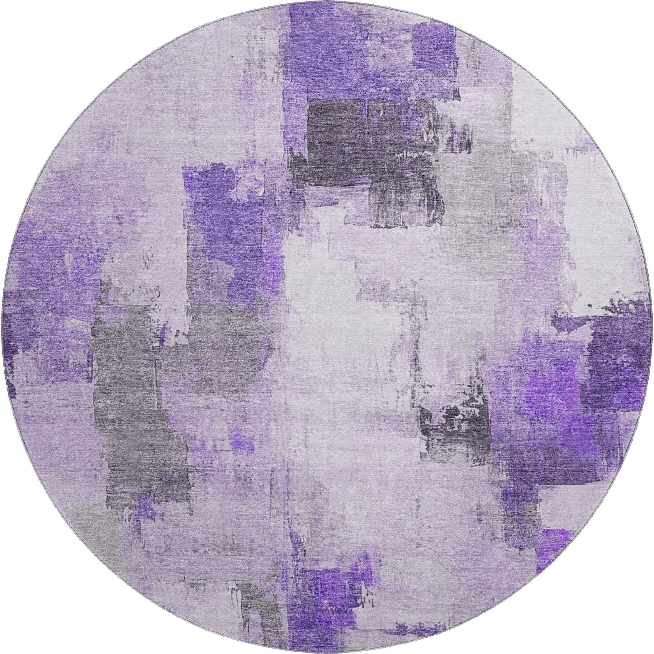 Kathmandu Machine Washable Transitional Lavender Purple Rug 8' x 8' #shape_Round