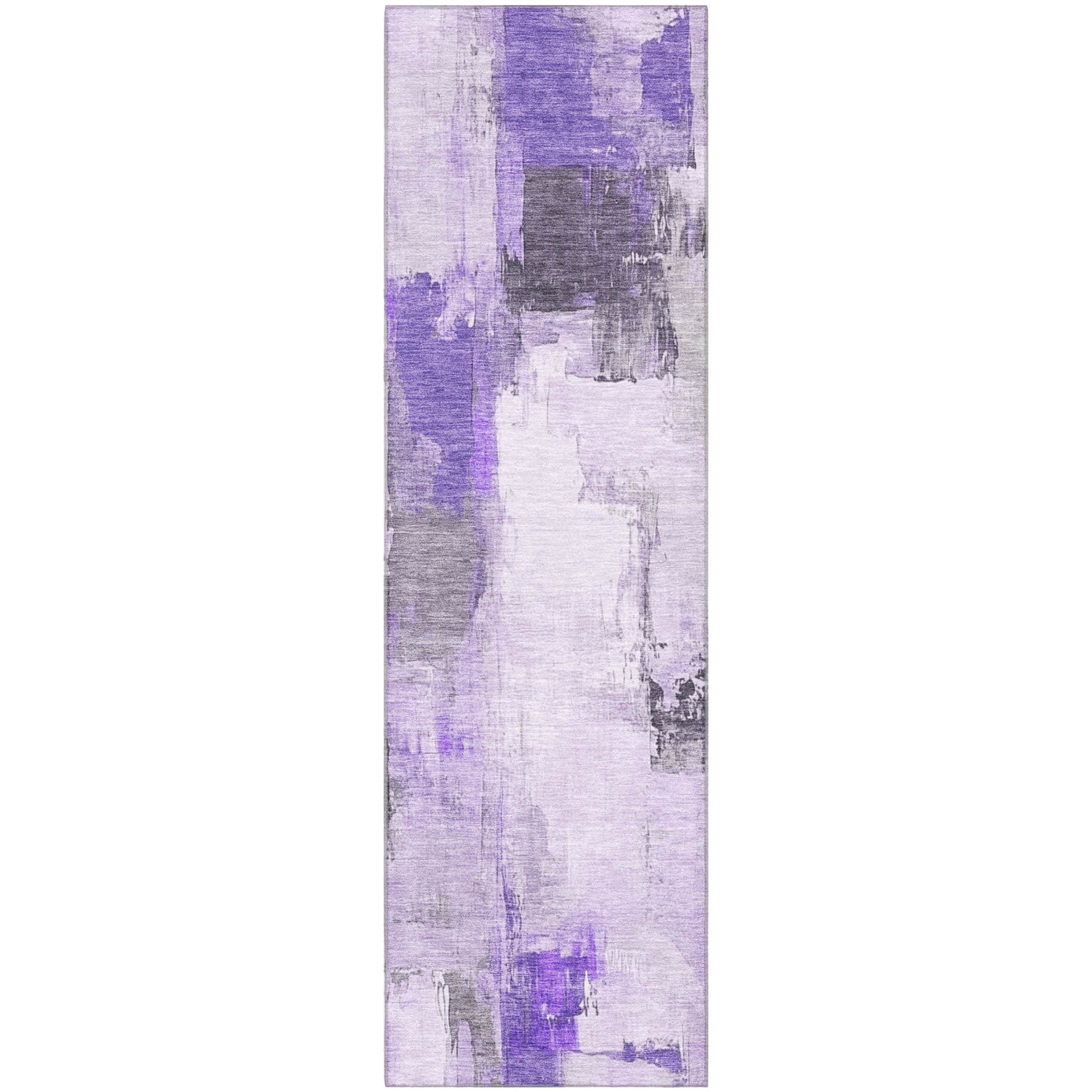 Kathmandu Machine Washable Transitional Lavender Purple Rug 2'3" x 7'6" #shape_Runner