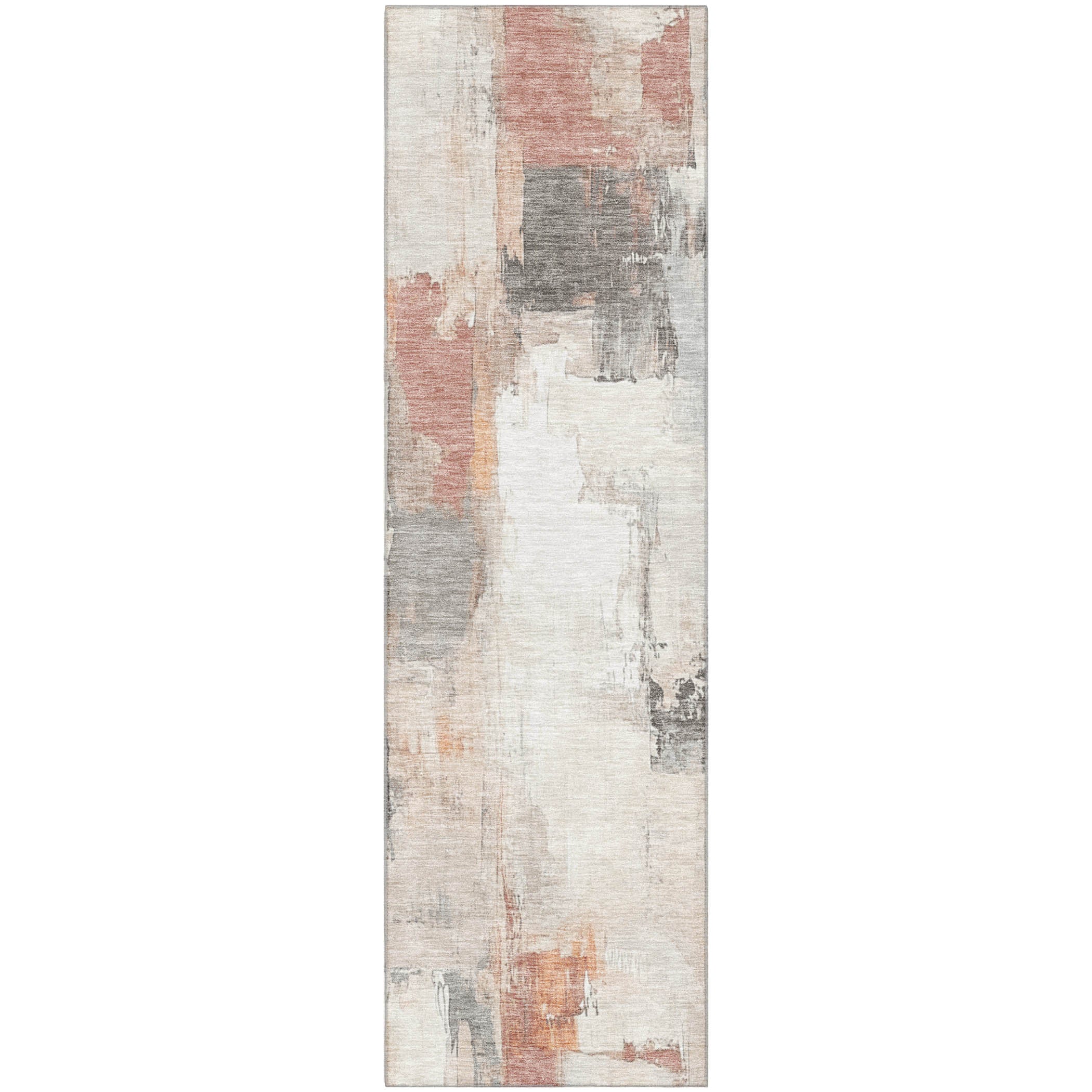 Kathmandu Machine Washable Transitional Paprika Orange Rug 2'3" x 7'6" #shape_Runner