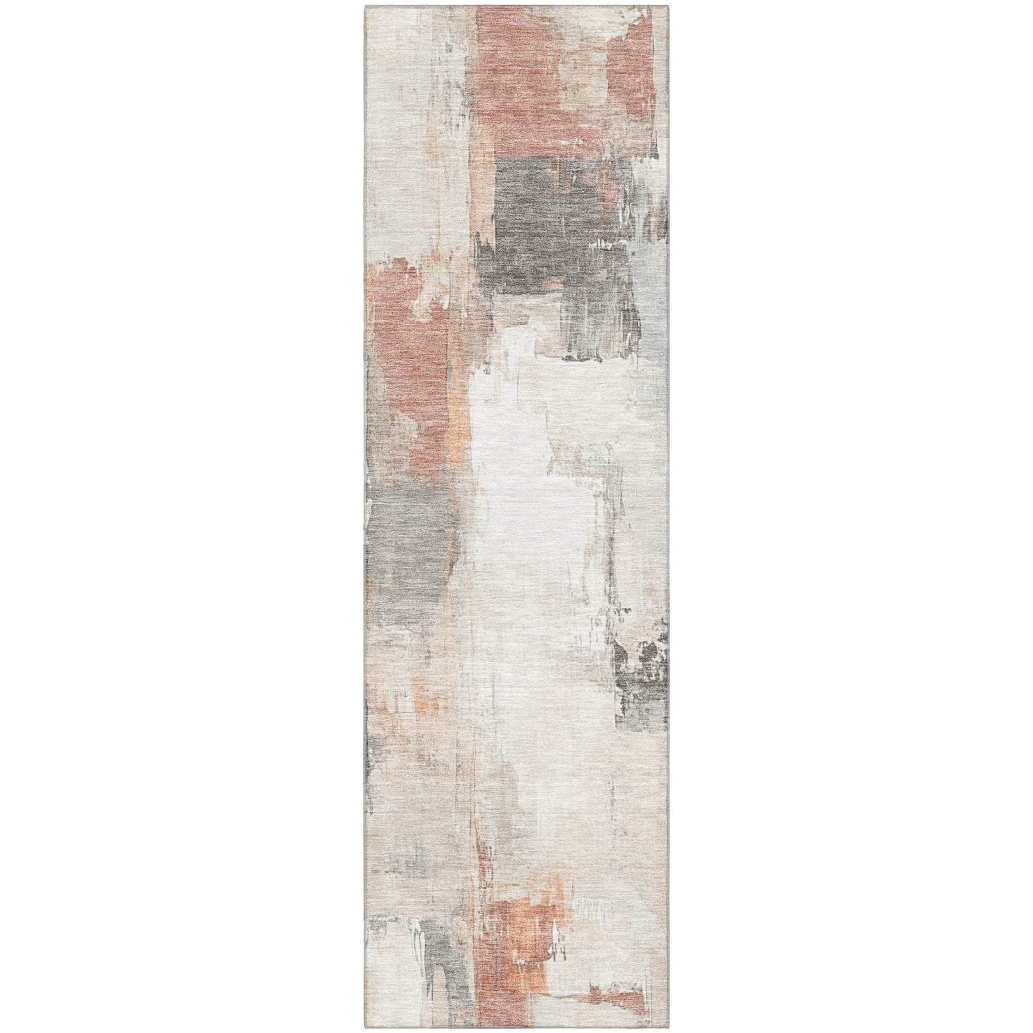 Kathmandu Machine Washable Transitional Paprika Orange Rug 2'3" x 7'6" #shape_Runner