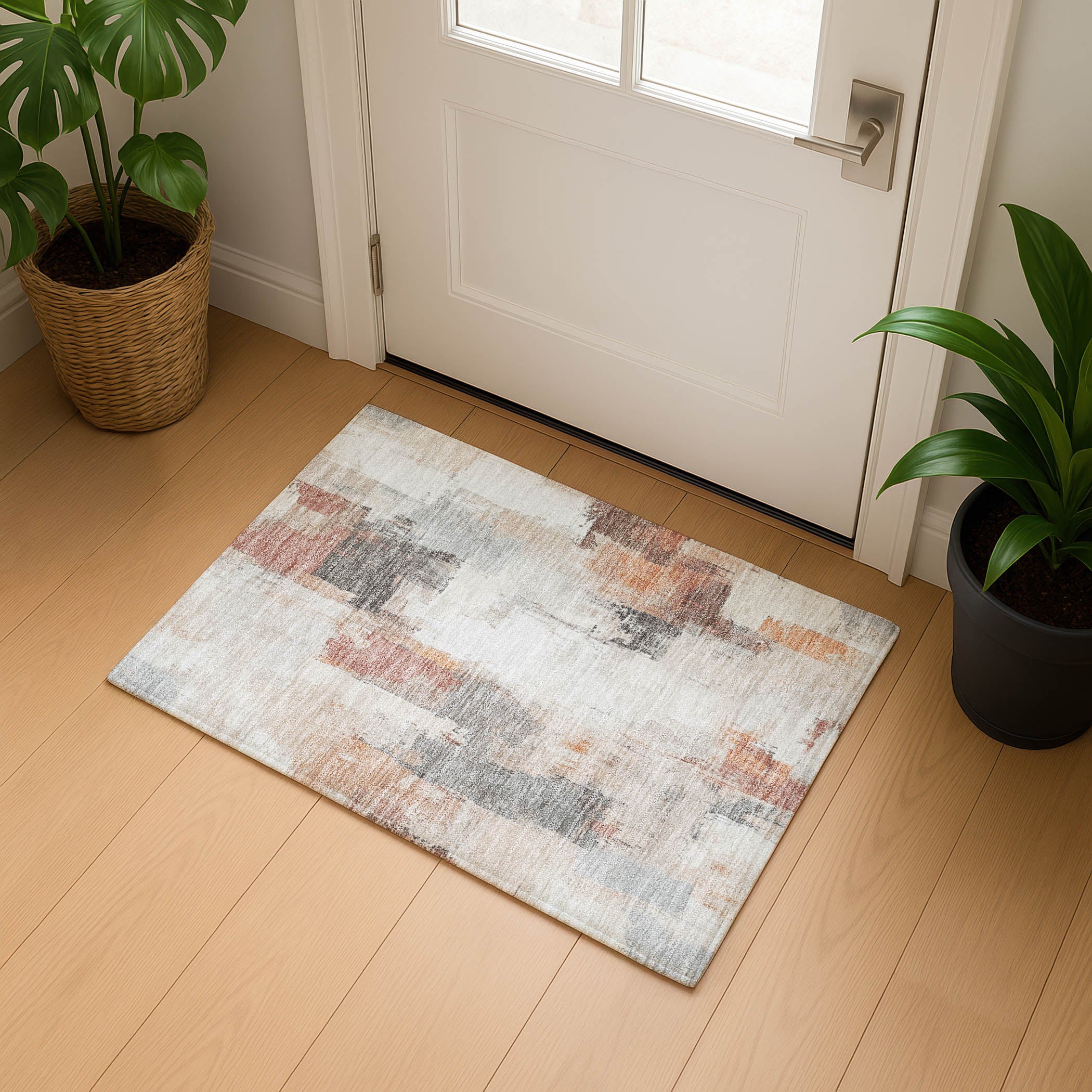 Kathmandu Machine Washable Transitional Paprika Orange Rug 1'8" x 2'6" #shape_Rectangle