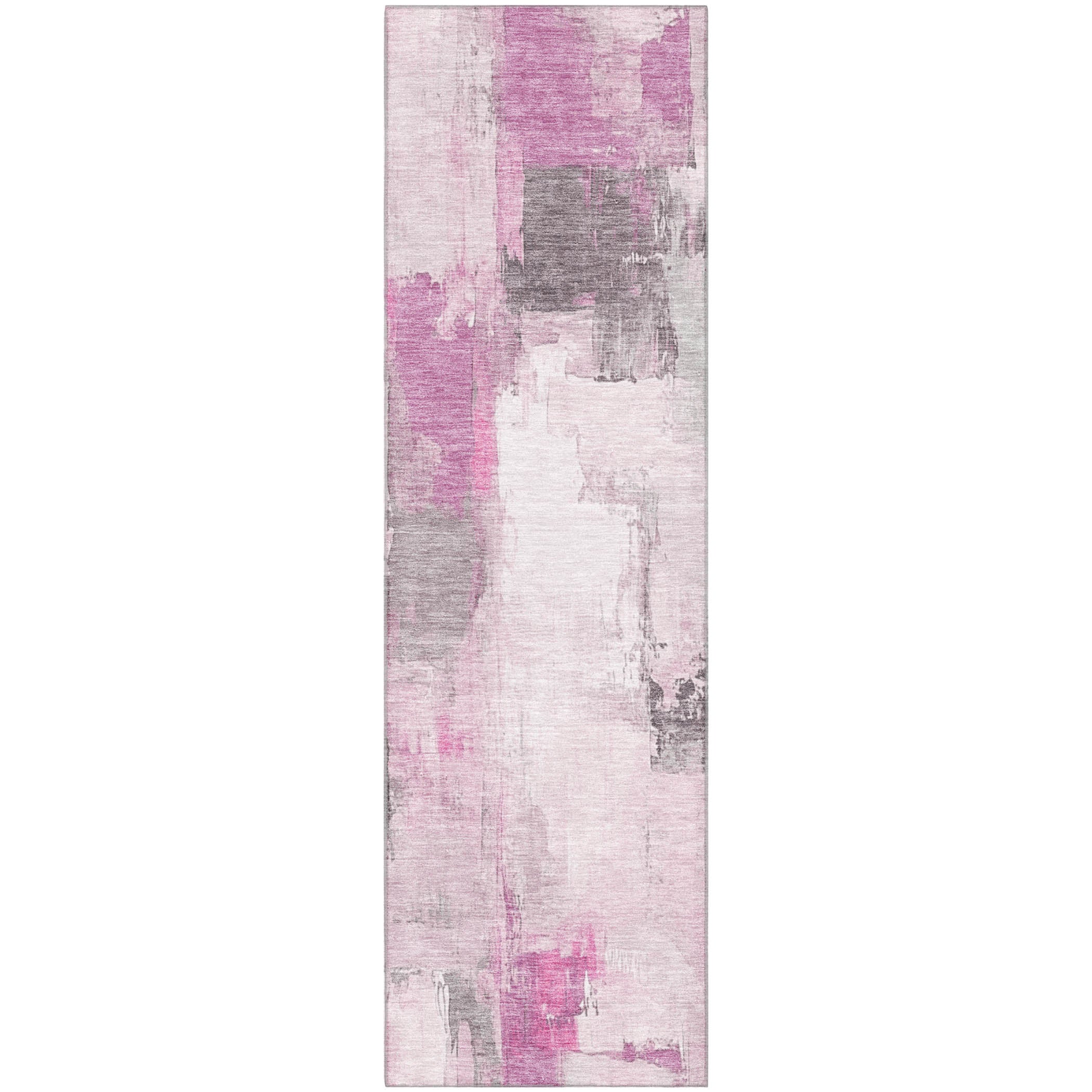 Kathmandu Machine Washable Transitional Pink Rug 2'3" x 7'6" #shape_Runner