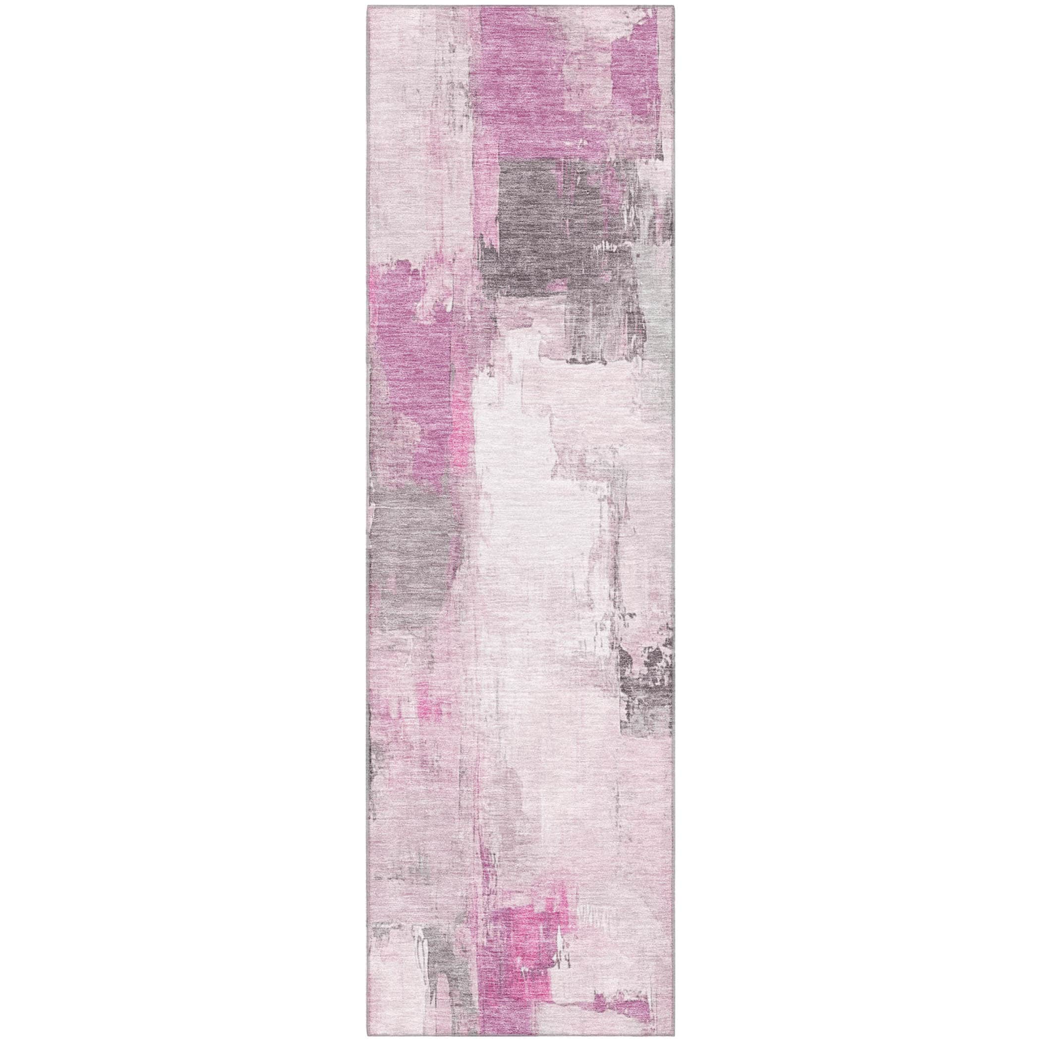 Kathmandu Machine Washable Transitional Pink Rug 2'3" x 7'6" #shape_Runner