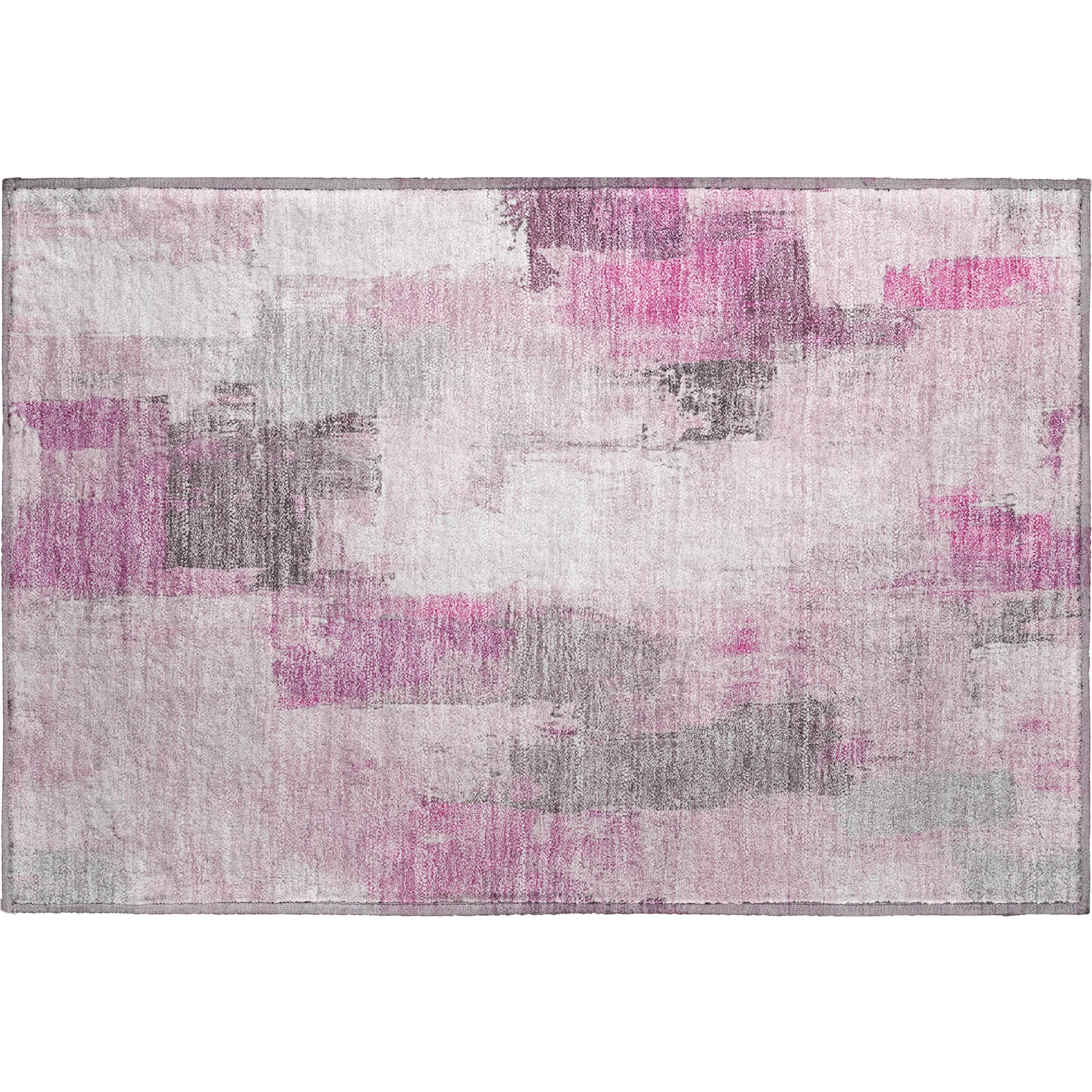 Kathmandu Machine Washable Transitional Pink Rug 1'8" x 2'6" #shape_Rectangle