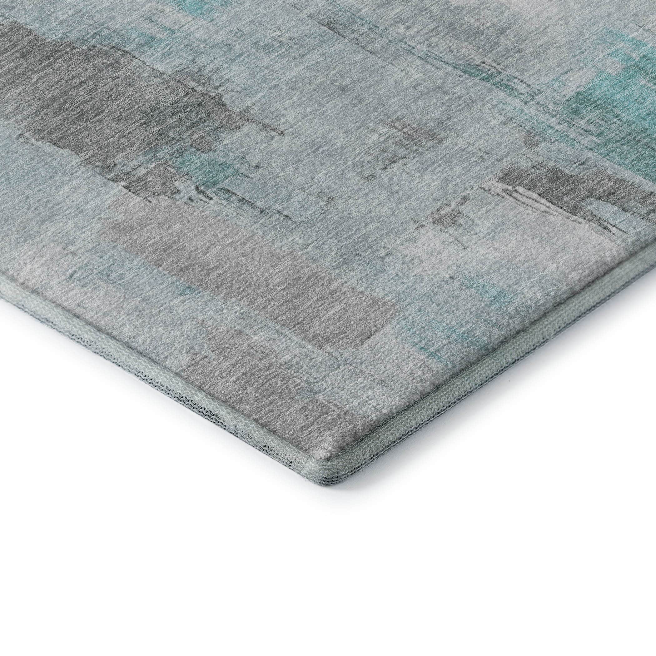 Kathmandu Machine Washable Transitional Teal Rug 1'8" x 2'6" #shape_Rectangle