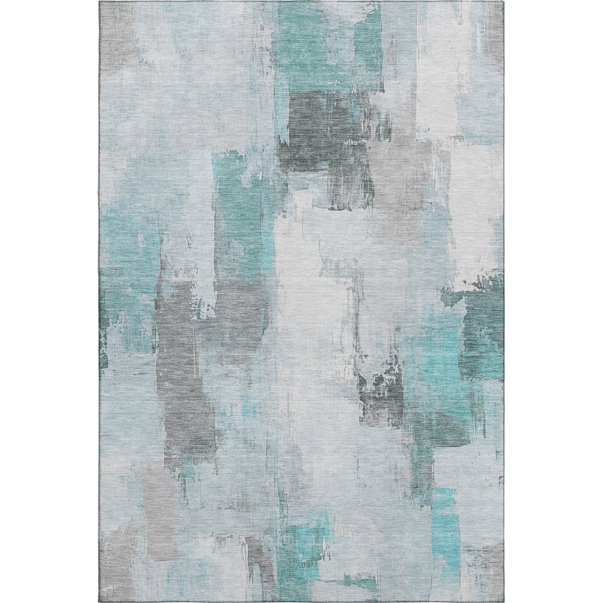 Kathmandu Machine Washable Transitional Teal Rug 2'6" x 3'10" #shape_Rectangle