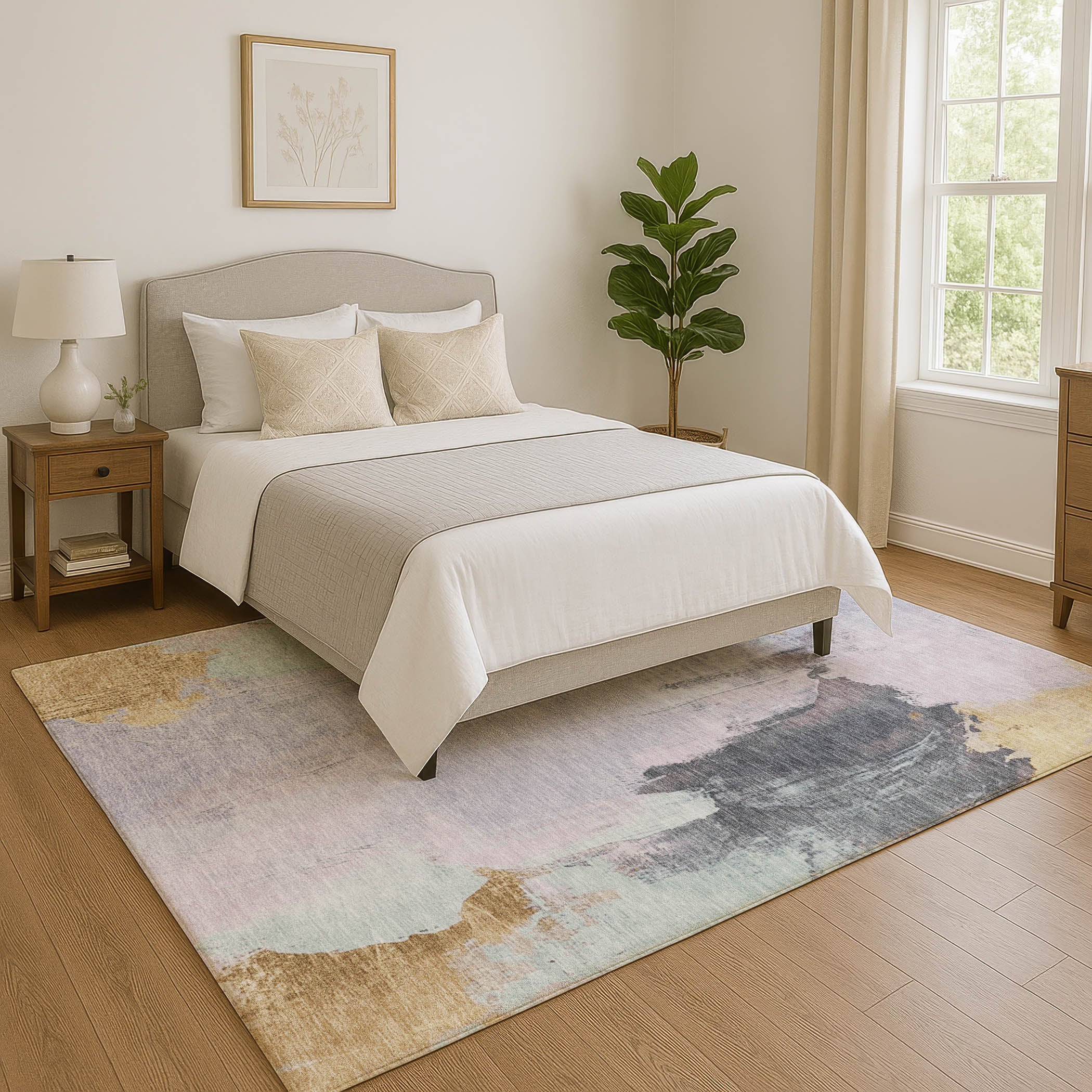 Havana Machine Washable Transitional Lavender Purple Rug 2'6" x 3'10" #shape_Rectangle