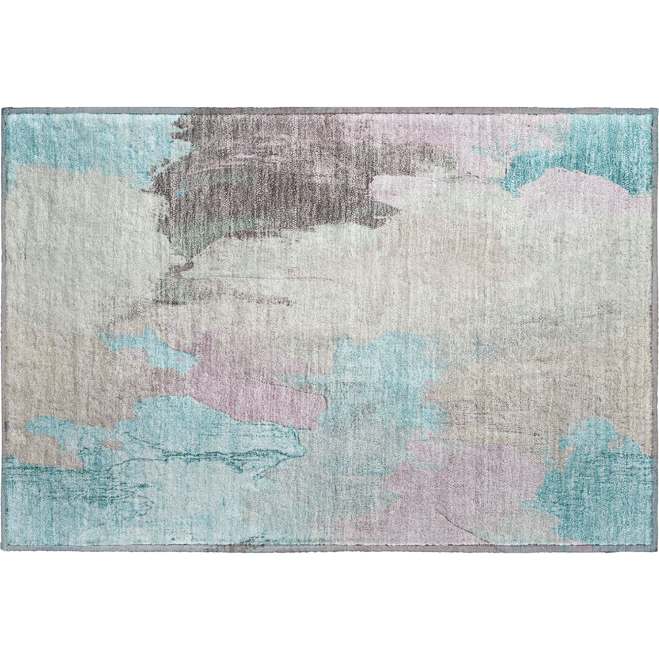 Havana Machine Washable Transitional Teal Rug 1'8" x 2'6" #shape_Rectangle