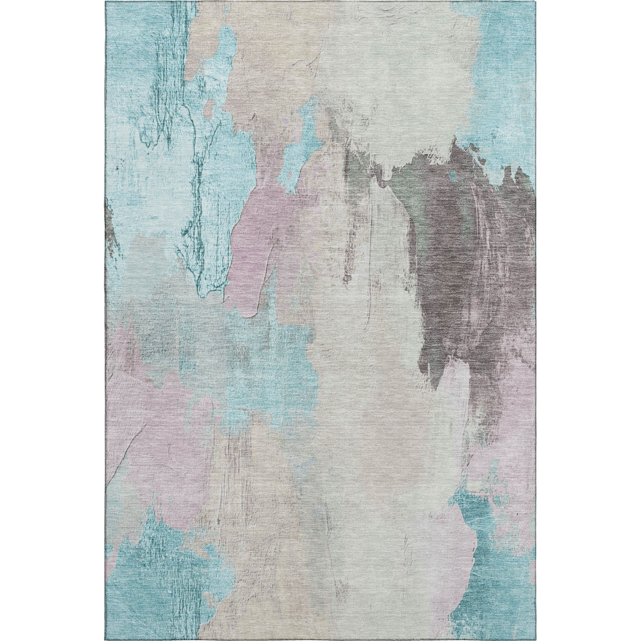 Havana Machine Washable Transitional Teal Rug 2'6" x 3'10" #shape_Rectangle