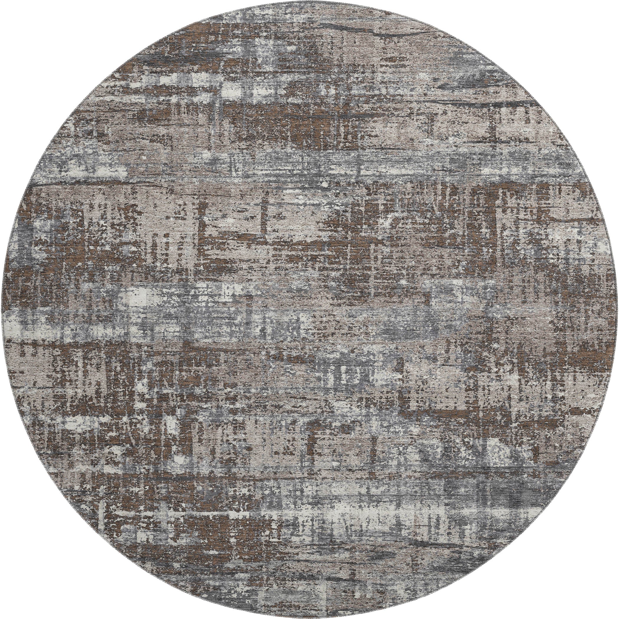 Budapest Machine Washable Transitional Brown Rug 8' x 8' #shape_Round
