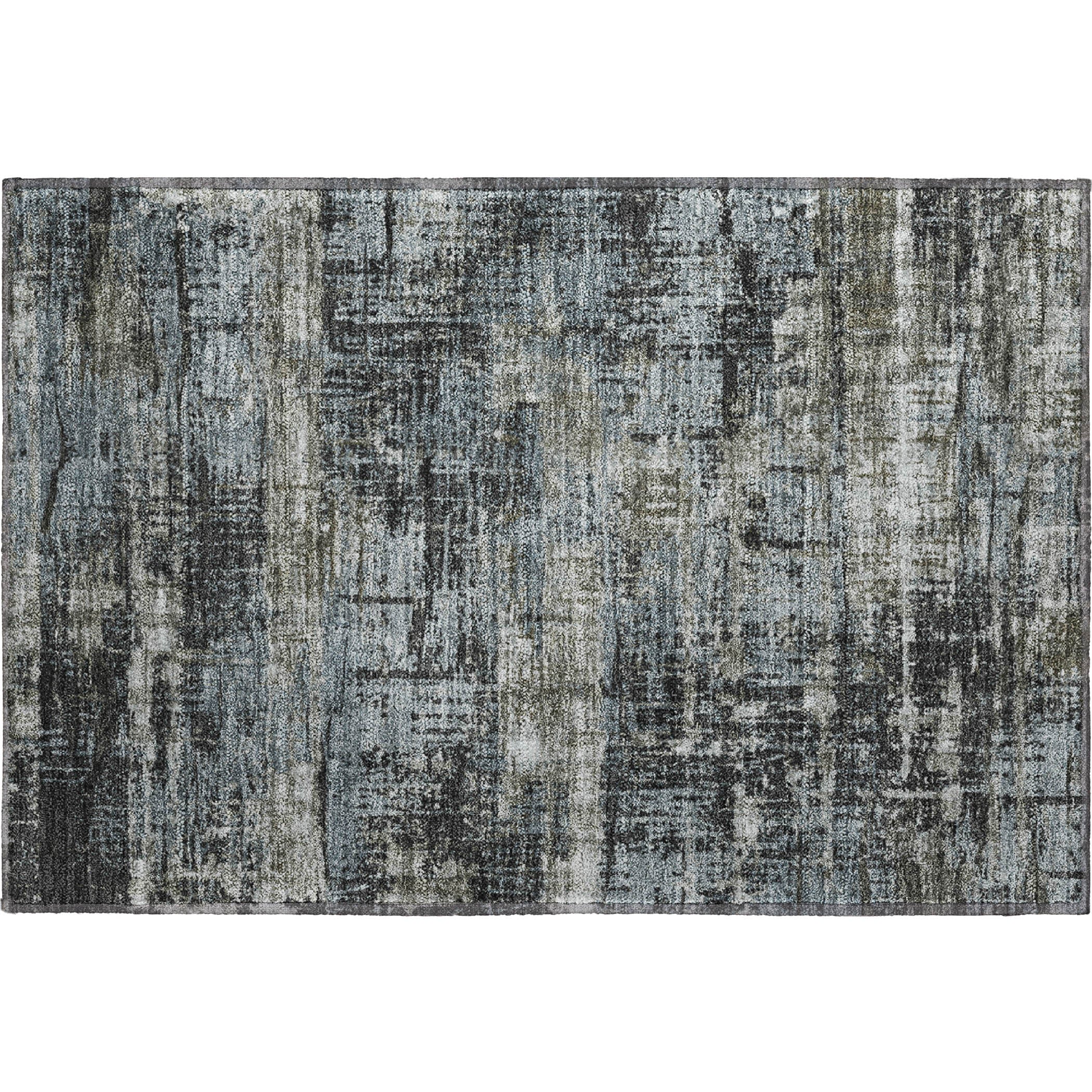 Budapest Machine Washable Transitional Charcoal Gray Rug 1'8" x 2'6" #shape_Rectangle